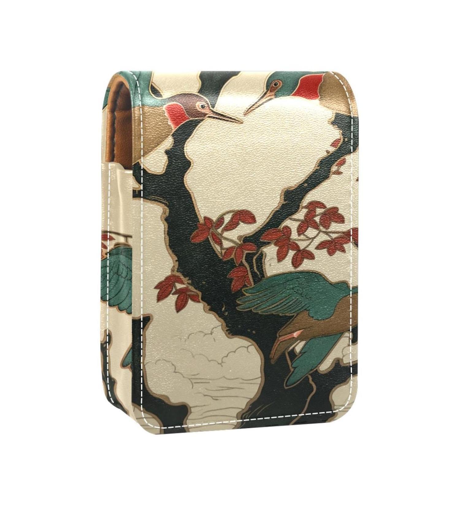 Travel Lipstick Organizer Case - Portable Makeup Bag with Mirror | Wild Goose Tree Flying Ducks Design - Buy Online on GoSupps.com