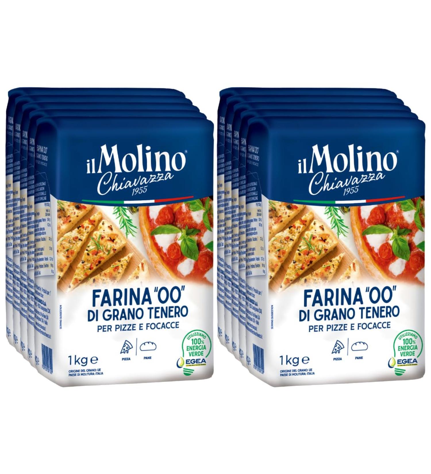 il Molino Chiavazza - Authentic Italian Soft Wheat Type ''00'' Pizza Flour 1kg - Pack of 10 | Perfect for Traditional Pizza & Focaccia - Buy Online on GoSupps.com