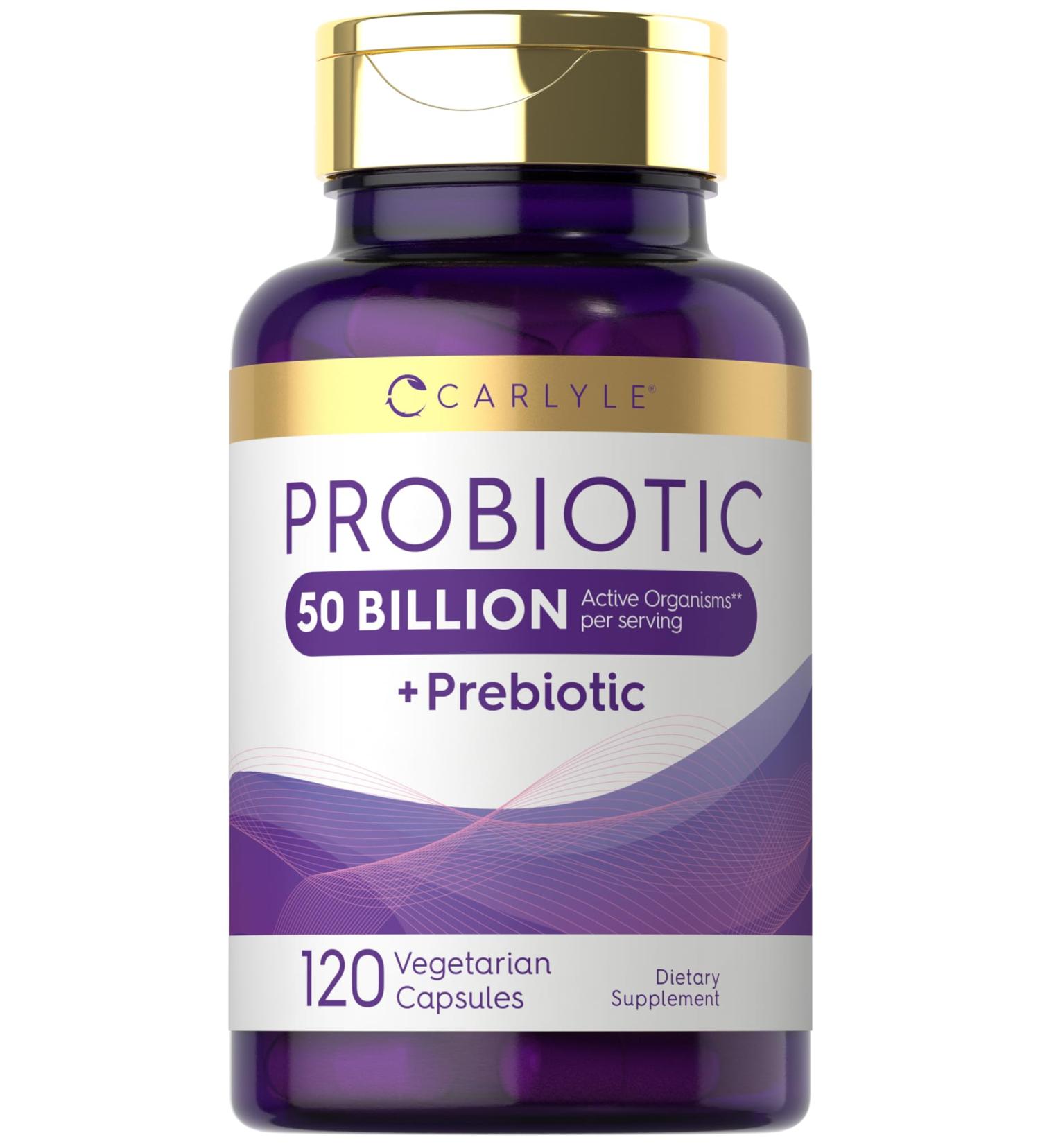 Carlyle Probiotics with Prebiotics | 120 Capsules | 50 Billion Active Organisms | Non-GMO & Gluten Free Supplement - Buy Online on GoSupps.com
