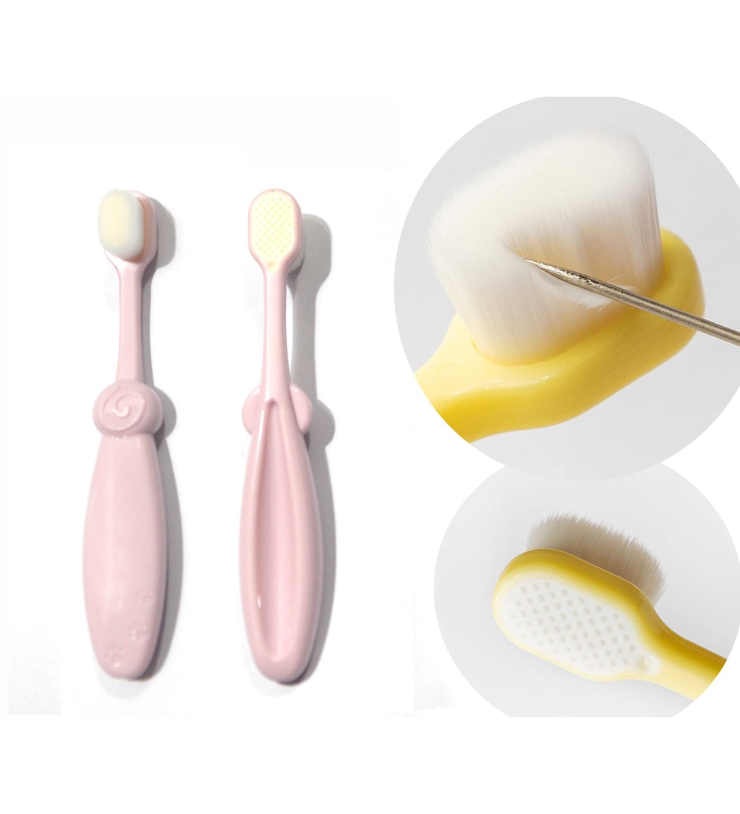 Smiling Whale Nano Toothbrush for Toddlers and Kids - Extra Soft Bristles for Sensitive Gums - Duo Function Tongue Cleaner - Pink - Buy Online on GoSupps.com