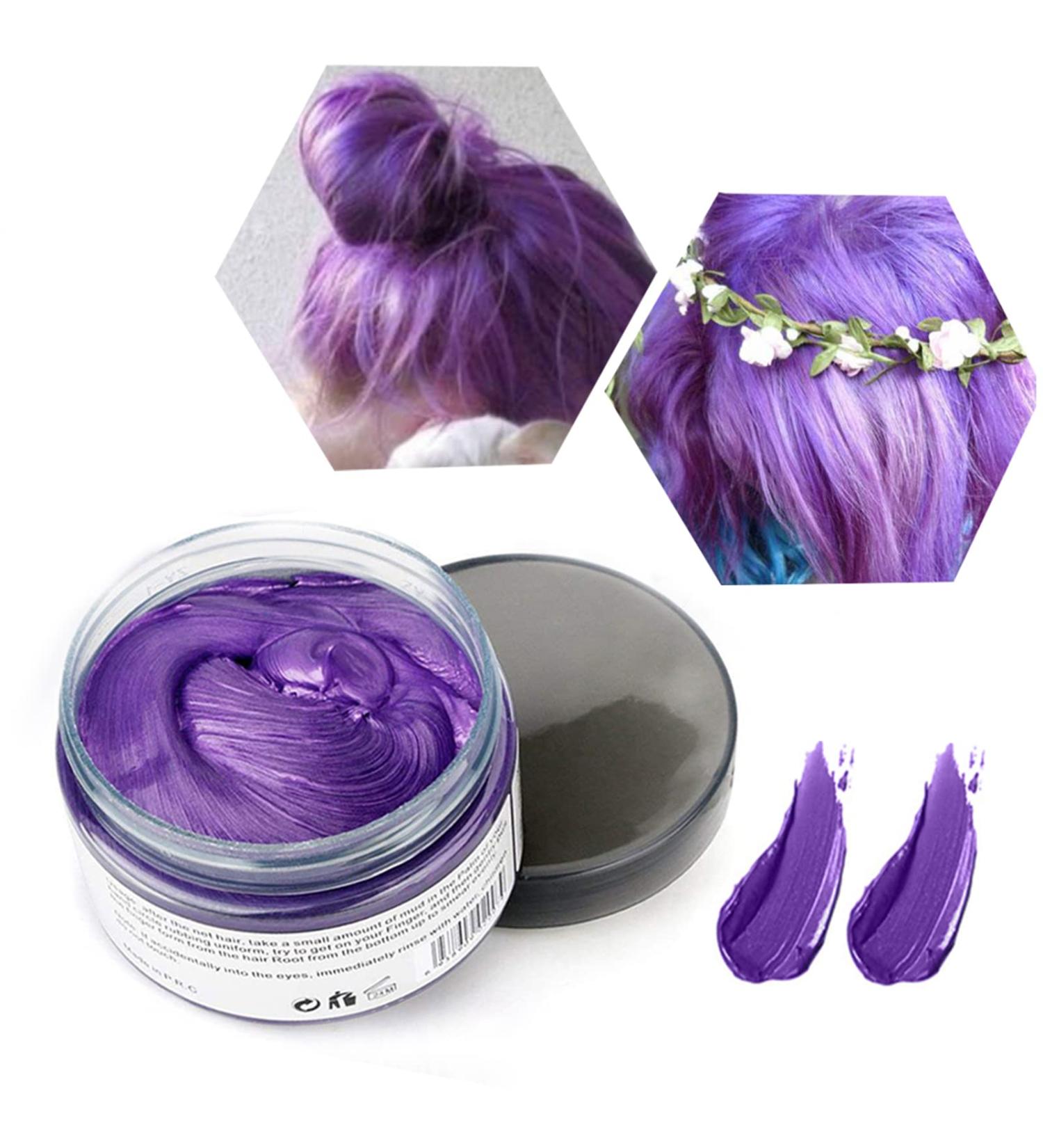  HTRUIYATY Natural Color Wax for Temporary Hair Dye Plant Formula Washable Women and Men 120g Matte Purple - Buy Online on GoSupps.com