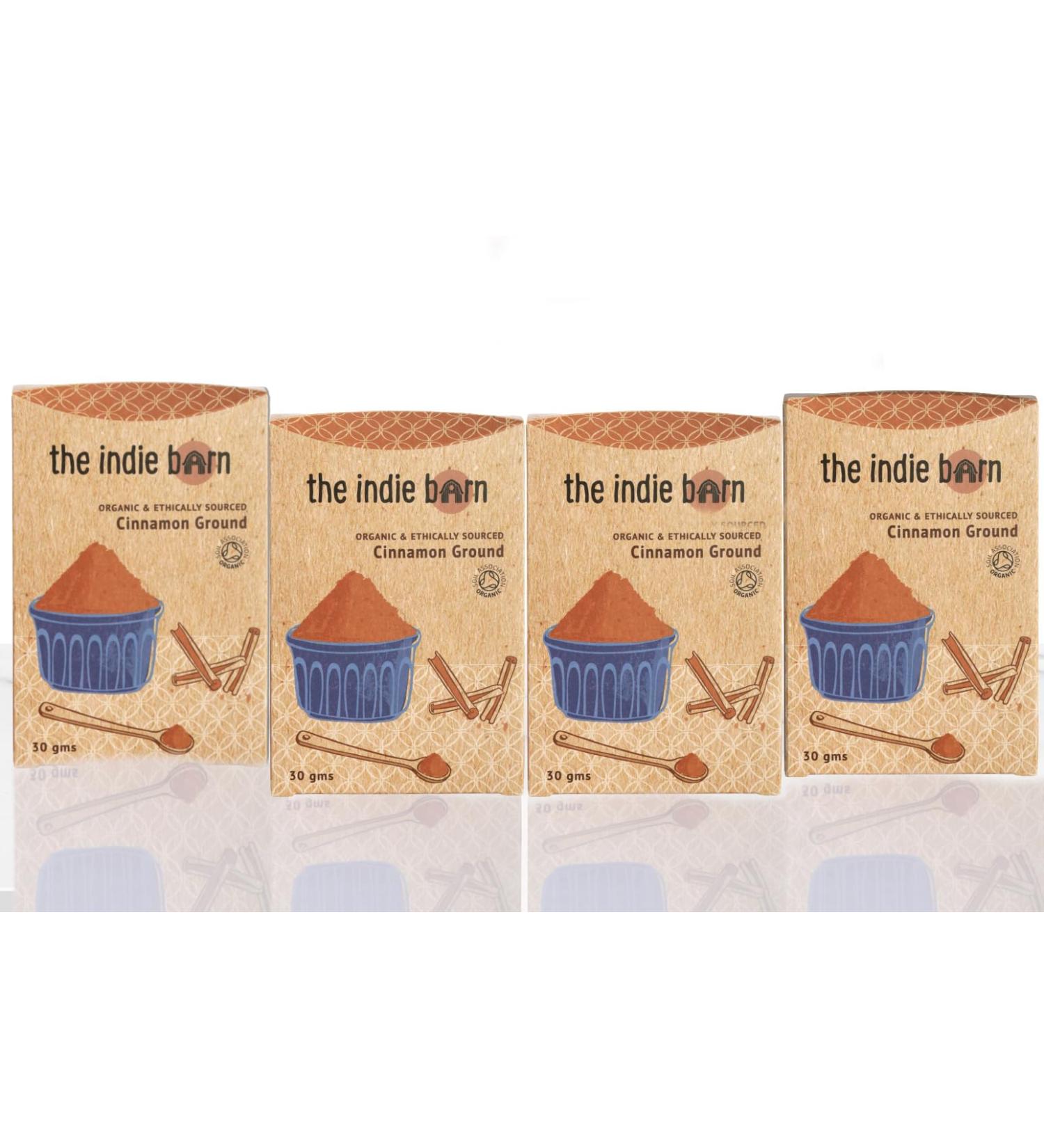 The Indie Barn Organic and Ethically Sourced True Cinnamon Ground or Cinnamon Powder 120g (4x30g) - Buy Online on GoSupps.com