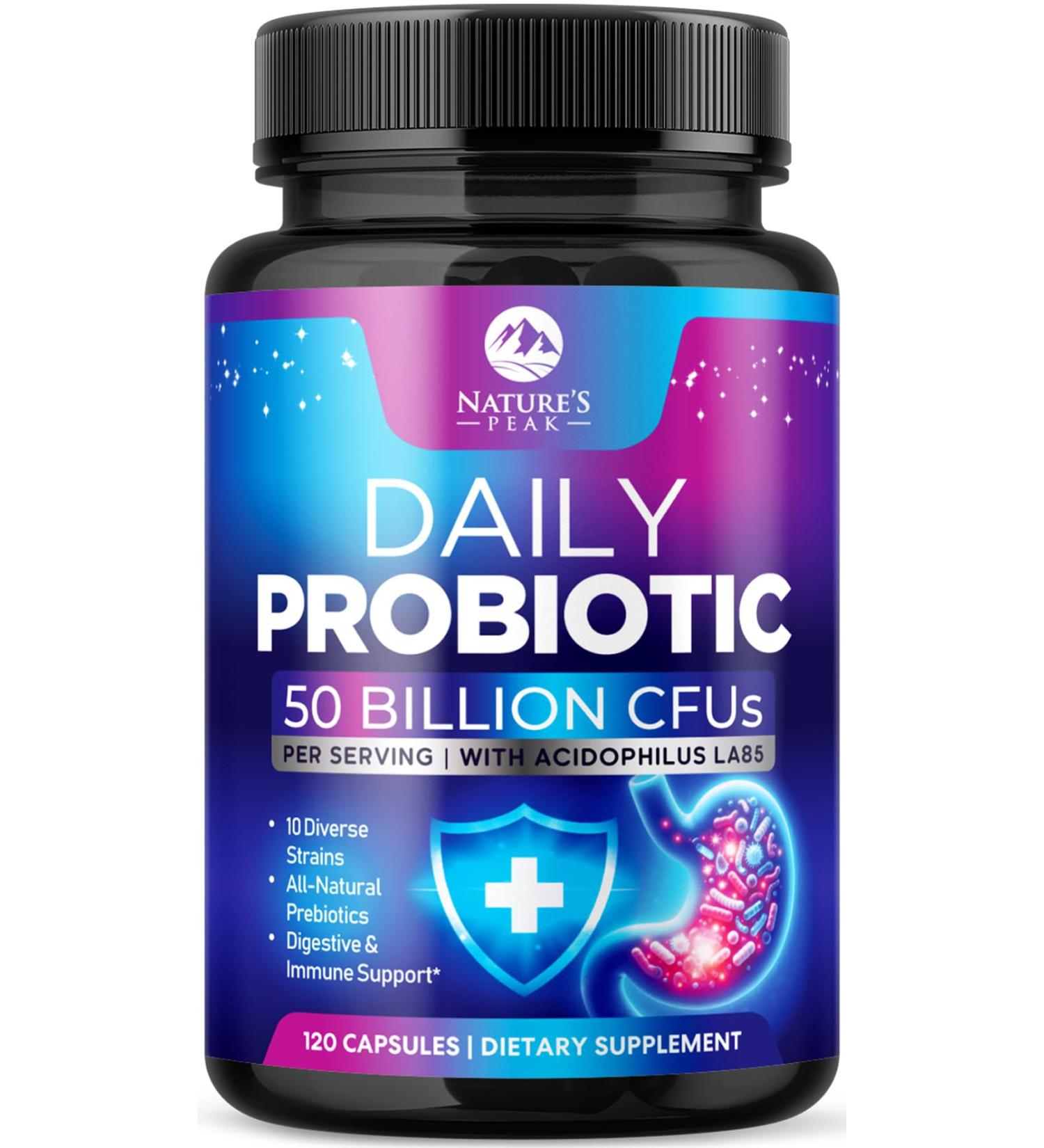 Probiotics 60 Billion CFU - 10 Strains + Digestive Enzymes & Prebiotics - Best Probiotic for Women & Men Supports Immune Gut Health Occasional Constipation Diarrhea Gas & Bloating - 120 Capsules 120 Count (Pack of 1) - Buy Online on GoSupps.com