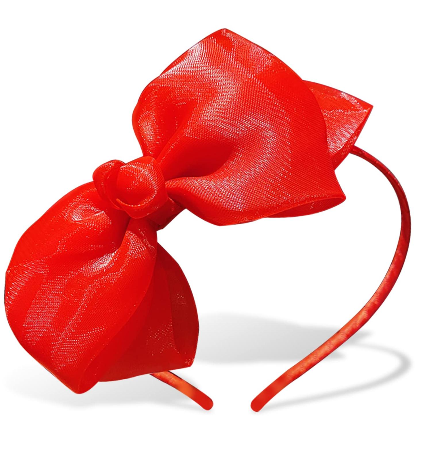 Red Lace Bow Headband for Girls Kids - Big Ribbon Hair Hoop for Christmas Party - Buy Online on GoSupps.com