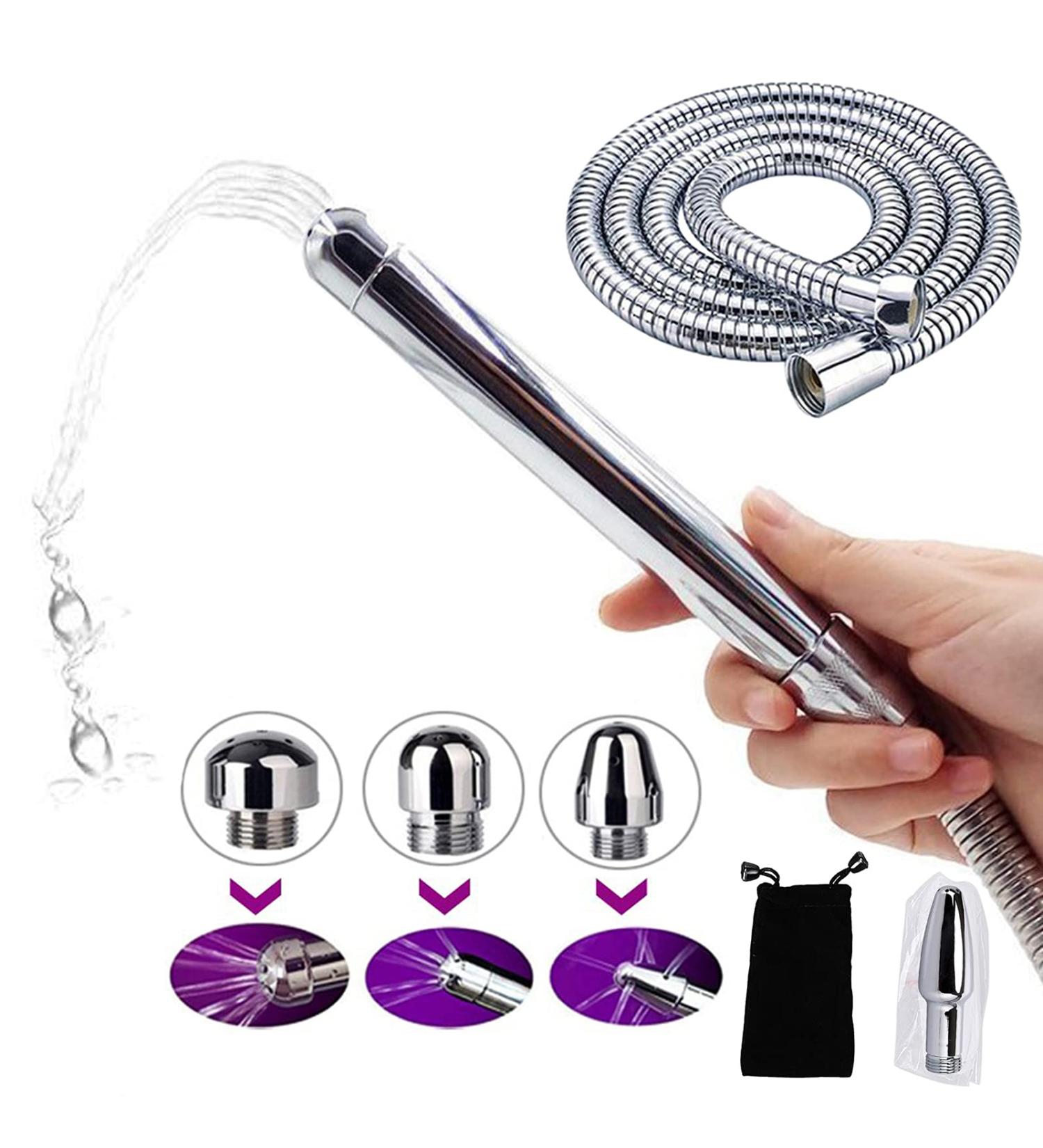 Metal Nozzle Shower Head Set - 2 Aluminum Shower Heads 150cm Hose & Water Tank Hook - Clean & Durable - International Shipping Available - Buy Online on GoSupps.com