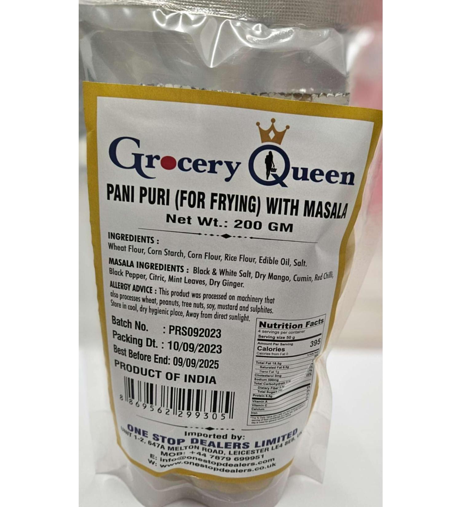 One Stop Dealer Pani Puri (For Frying) With Masala for Perfectly Fried Puris (250 Gram) - Indulge in Crispy Delights - Ready to Fry Dry Atta Golgappa Pani Puri Papad (Pack of 1) 250 g (Pack of 1)