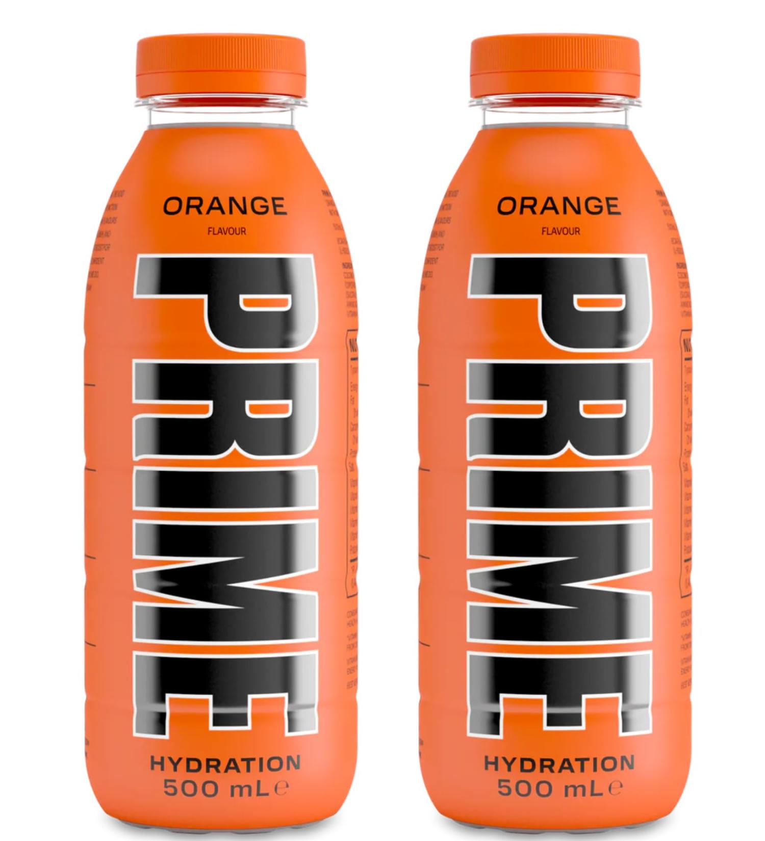 Prime Hydration Orange - (Pack of 2) By Logan Paul & KSI - 2 x 500ml Bottle