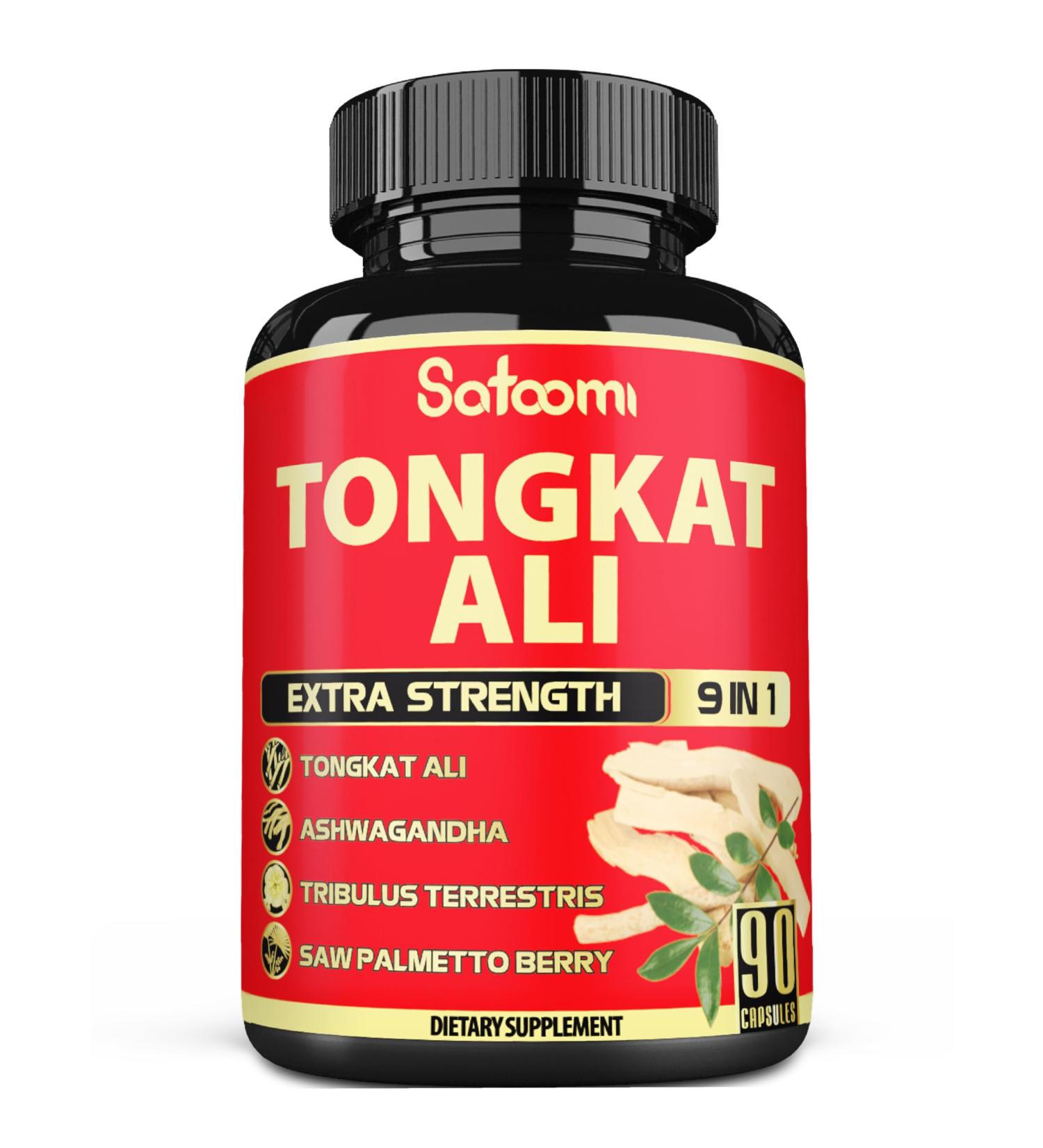 Satoomi Tongkat Ali Root Extract 200 - Men's Strength & Immune Support with 9 Herbs 90 Capsules - Natural Energy & Mind Booster - 3 Month Supply - Buy Online on GoSupps.com