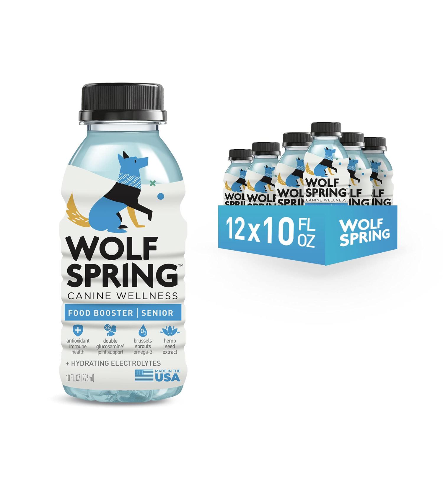 Wolf Spring All-Natural Dog Food Booster for Senior Dogs - Vitamins, Skin & Coat Support, Joint Health - Digestive Health Multivitamin with Glucosamine - Plant-Based Additive - 10oz (Pack of 12) - Buy Online on GoSupps.com