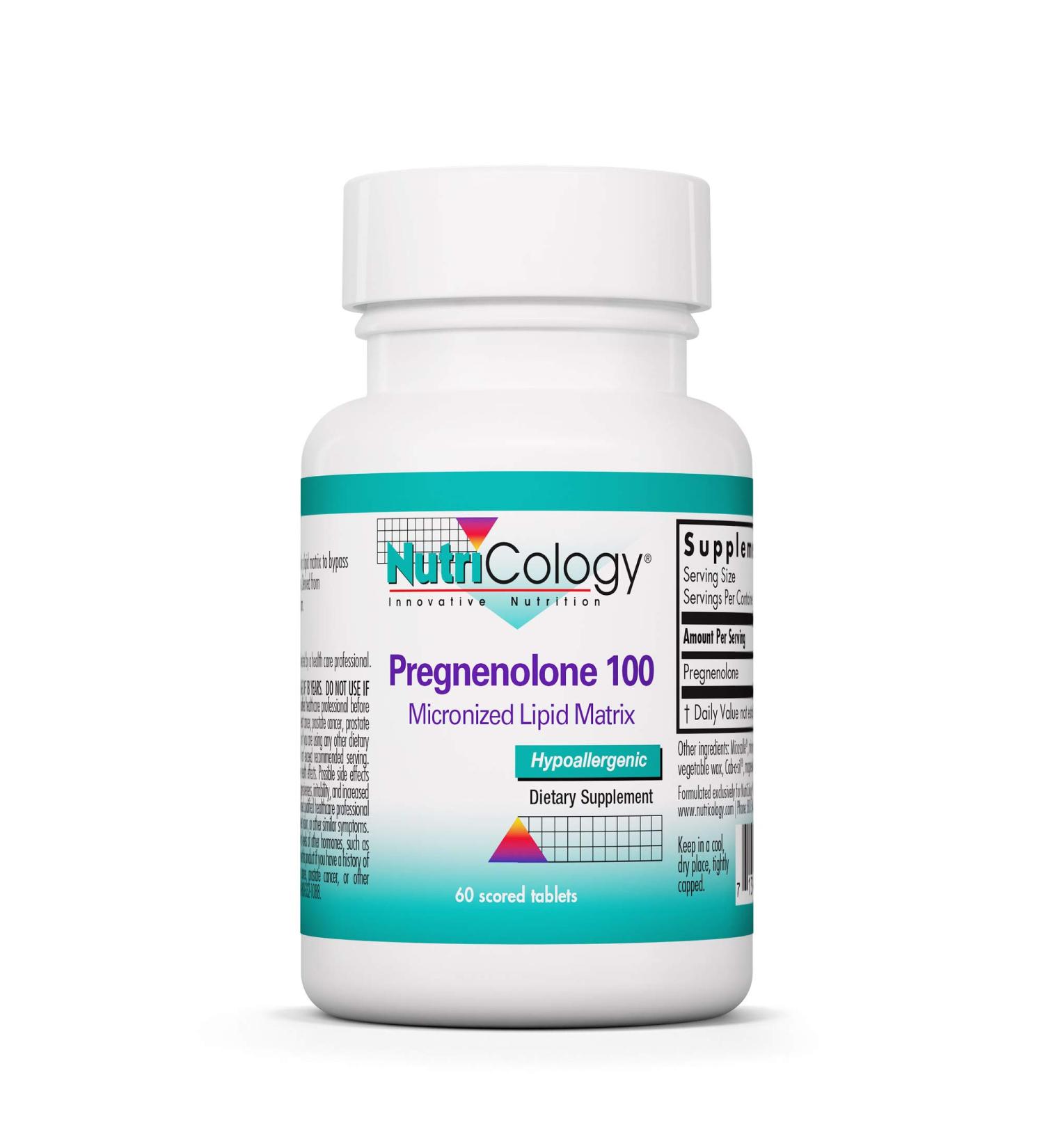 Nutricology Pregnenolone 100mg - 60 Scored Tablets for Hormonal Support - Buy Online on GoSupps.com