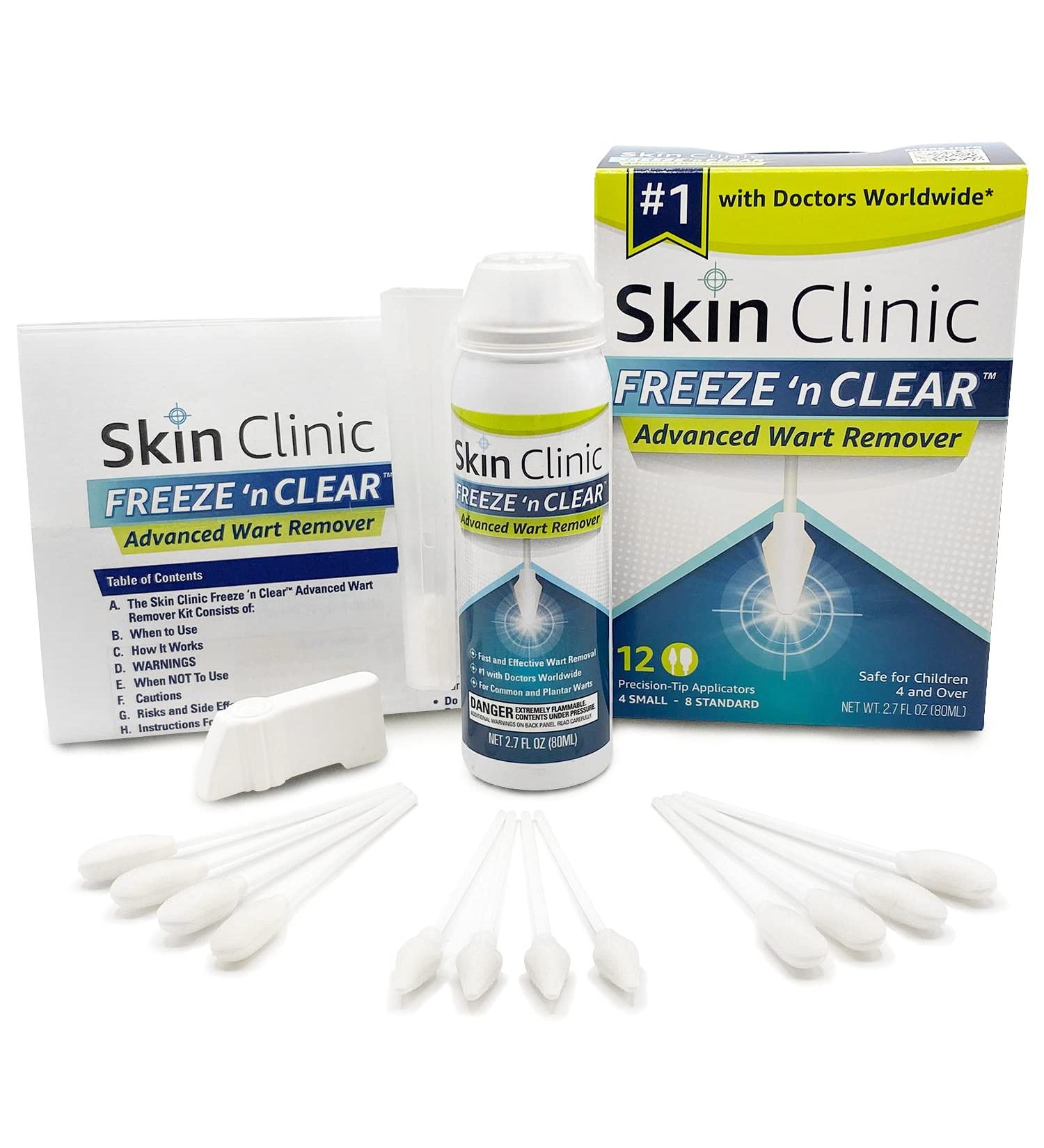 Skin Clinic FREEZE n CLEAR Advanced Wart Remover - #1 Wart Removal Technology | 12 Precision Applicators - Buy Online on GoSupps.com