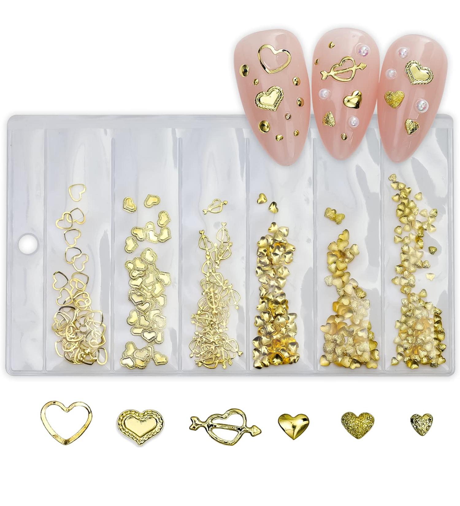 FEIlei 3D Nail Charms Heart Nail Art Studs Nail Jewelry for DIY Crafts Nail Art Decor - Buy Online on GoSupps.com