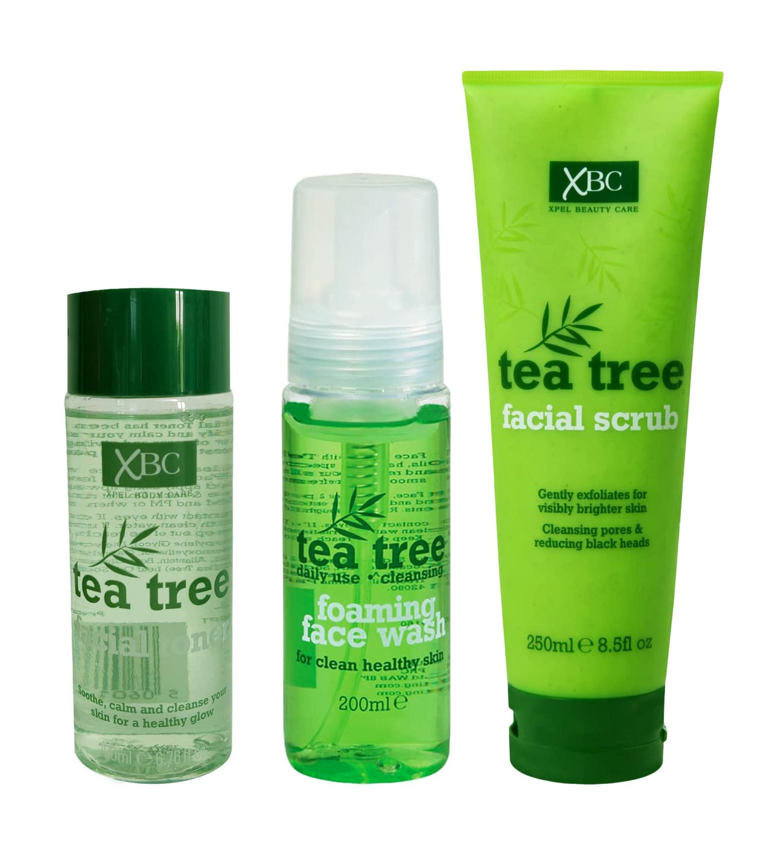 Tea Tree Face Wash Set Contains Foaming Face Wash Skin Cleanser Facial Scrub and Toner for a Soothing and Hydrating Skin Care - Buy Online on GoSupps.com