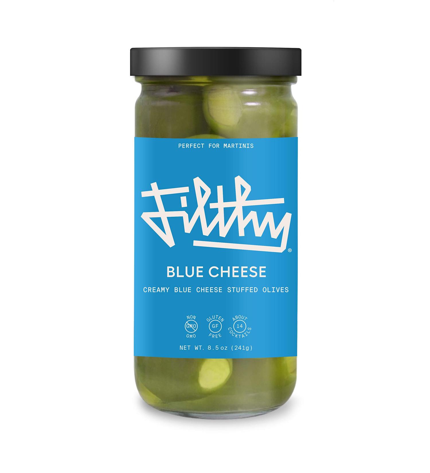 Premium Filthy Blue Cheese Stuffed Olives - Non-GMO & Gluten Free - 8.5oz Jar - Buy Online on GoSupps.com