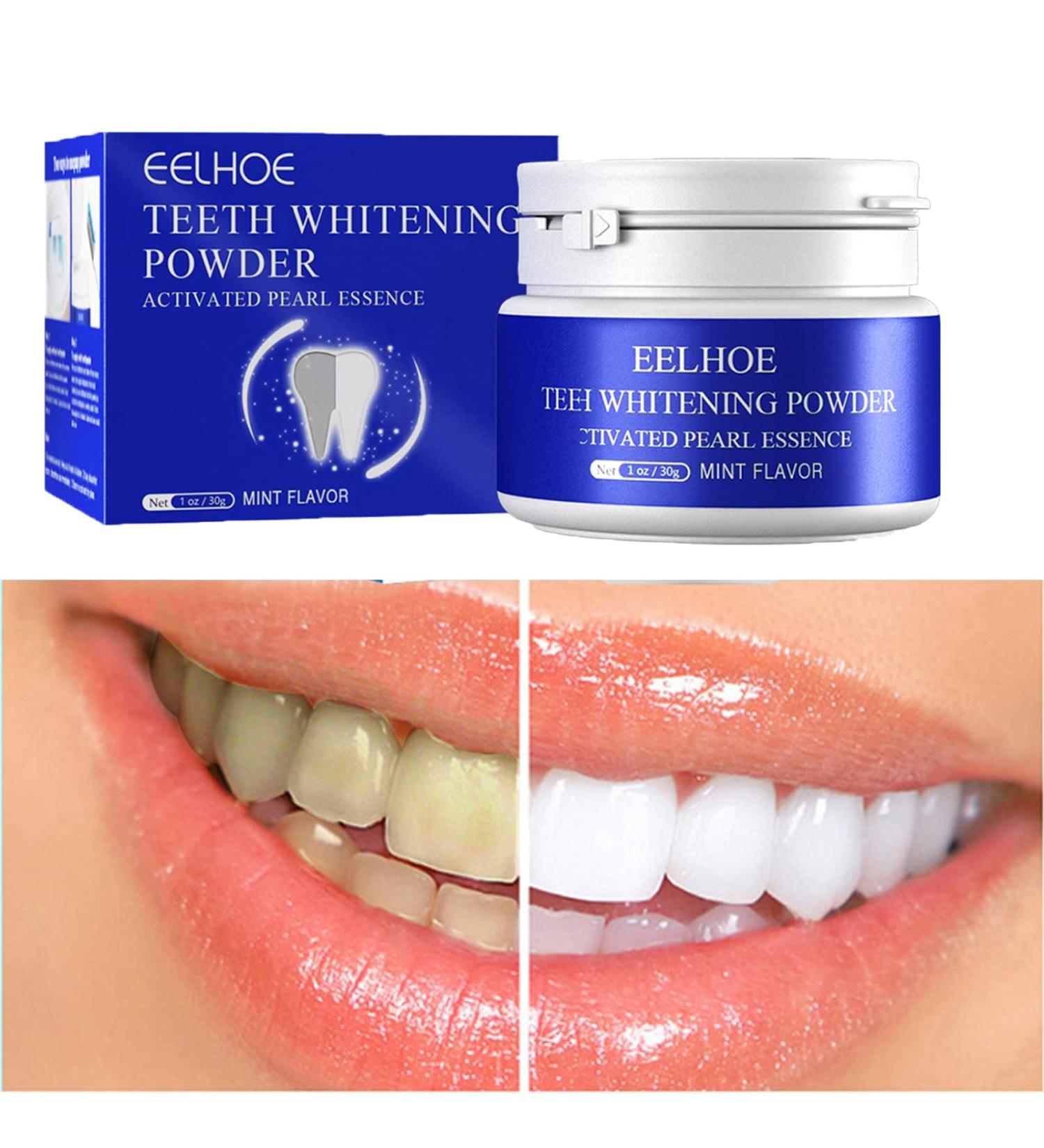Activated Carbon Natural Tooth Whitening Powder - Professional Stain Remover for Coffee, Tea, Wine - Non-Sensitive Formula - Blue - Buy Online on GoSupps.com