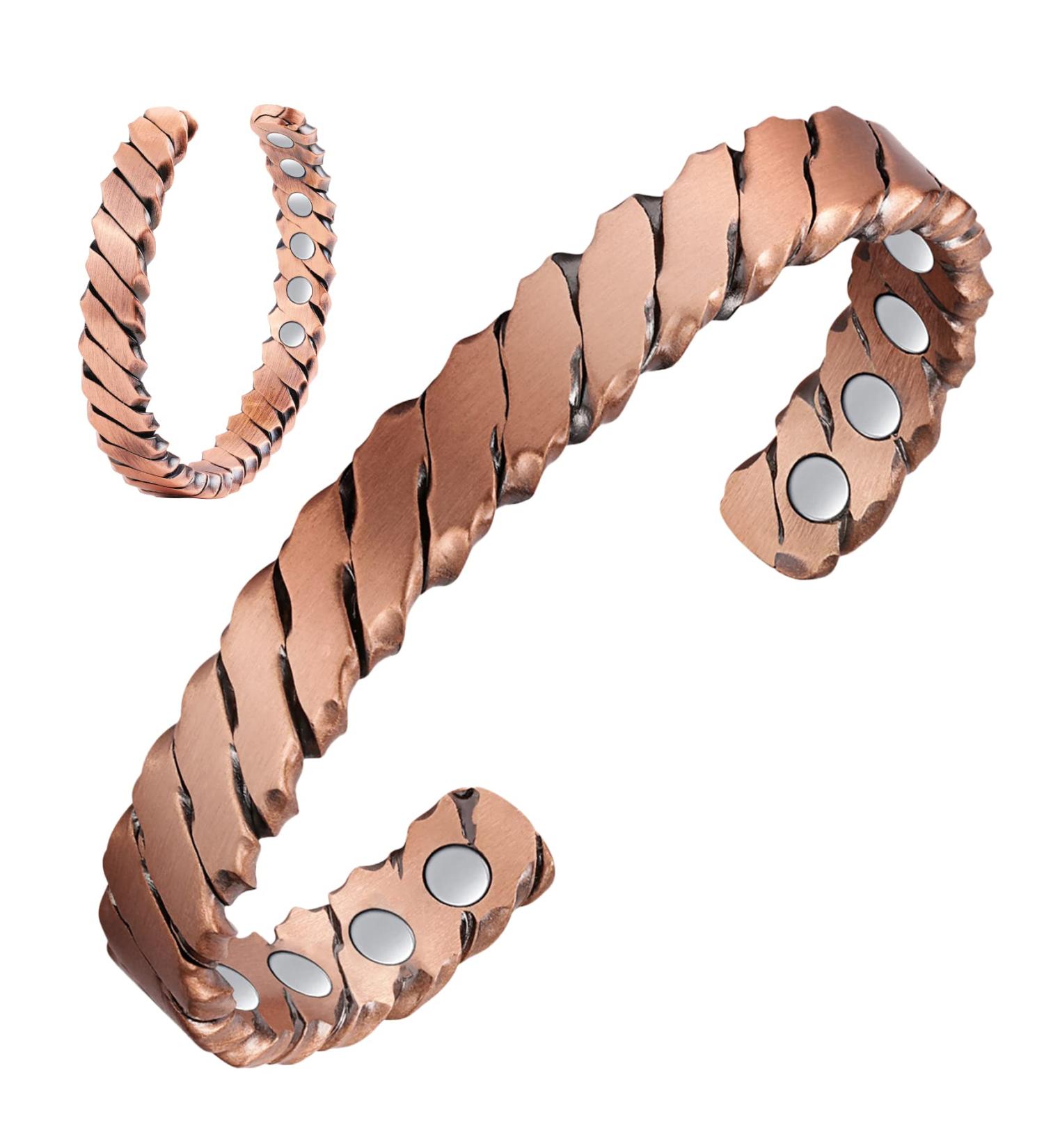 Jeracol Copper Magnetic Bracelet for Women & Men - Adjustable Size Cuff Bangle with 3500 Gauss Magnets - Solid Copper, Weave Design - Gift Box Included - Buy Online on GoSupps.com