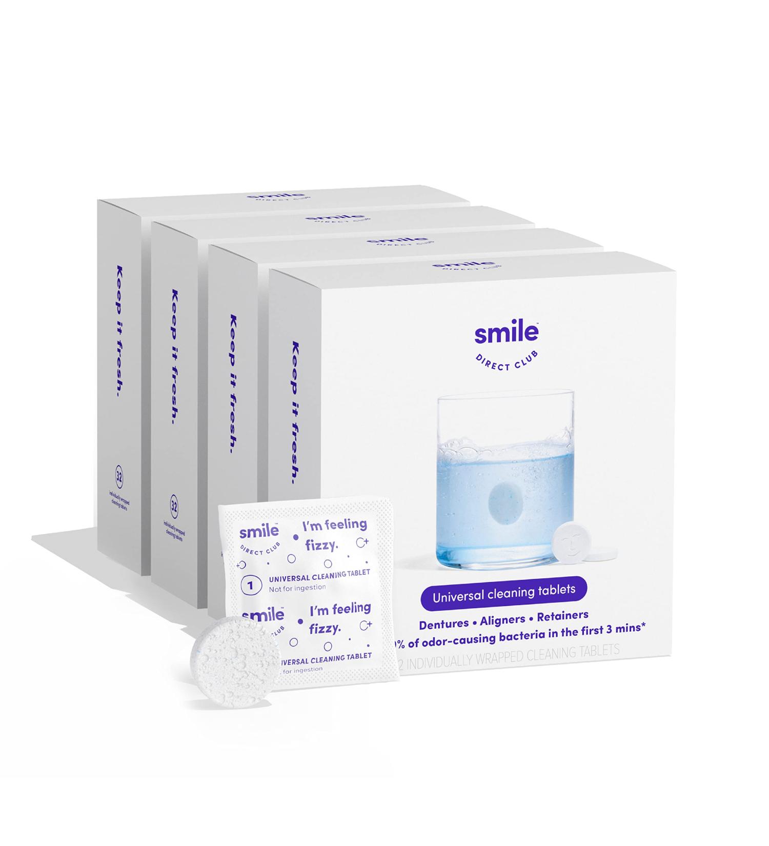 SmileDirectClub Retainer Cleaner - 128 Denture Cleaning Tablets, Safe & Minty Fresh - Buy Online on GoSupps.com