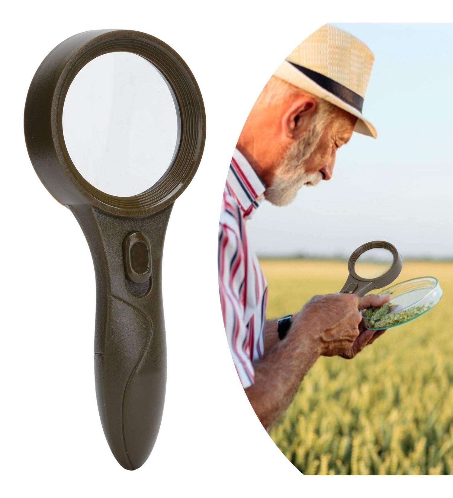  ZJchao 5X Handheld Magnifier Handheld Nonslip Handle Photoelectric Reading Magnifier 6 LED Magnifier Currency Detector Lights Without Batteries - Buy Online on GoSupps.com