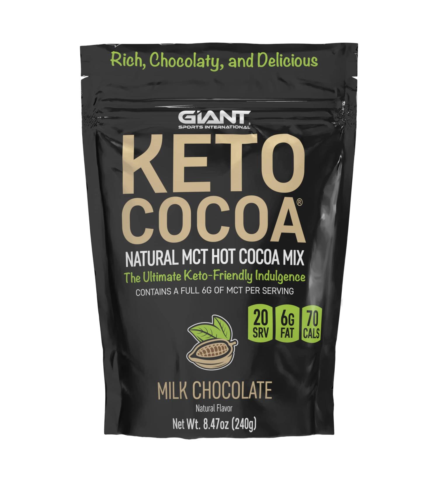 Keto Cocoa Mix with 6g MCTs - Sugar Free Hot Chocolate for Ketogenic Diet | Gluten Free | 20 Servings - Buy Online on GoSupps.com