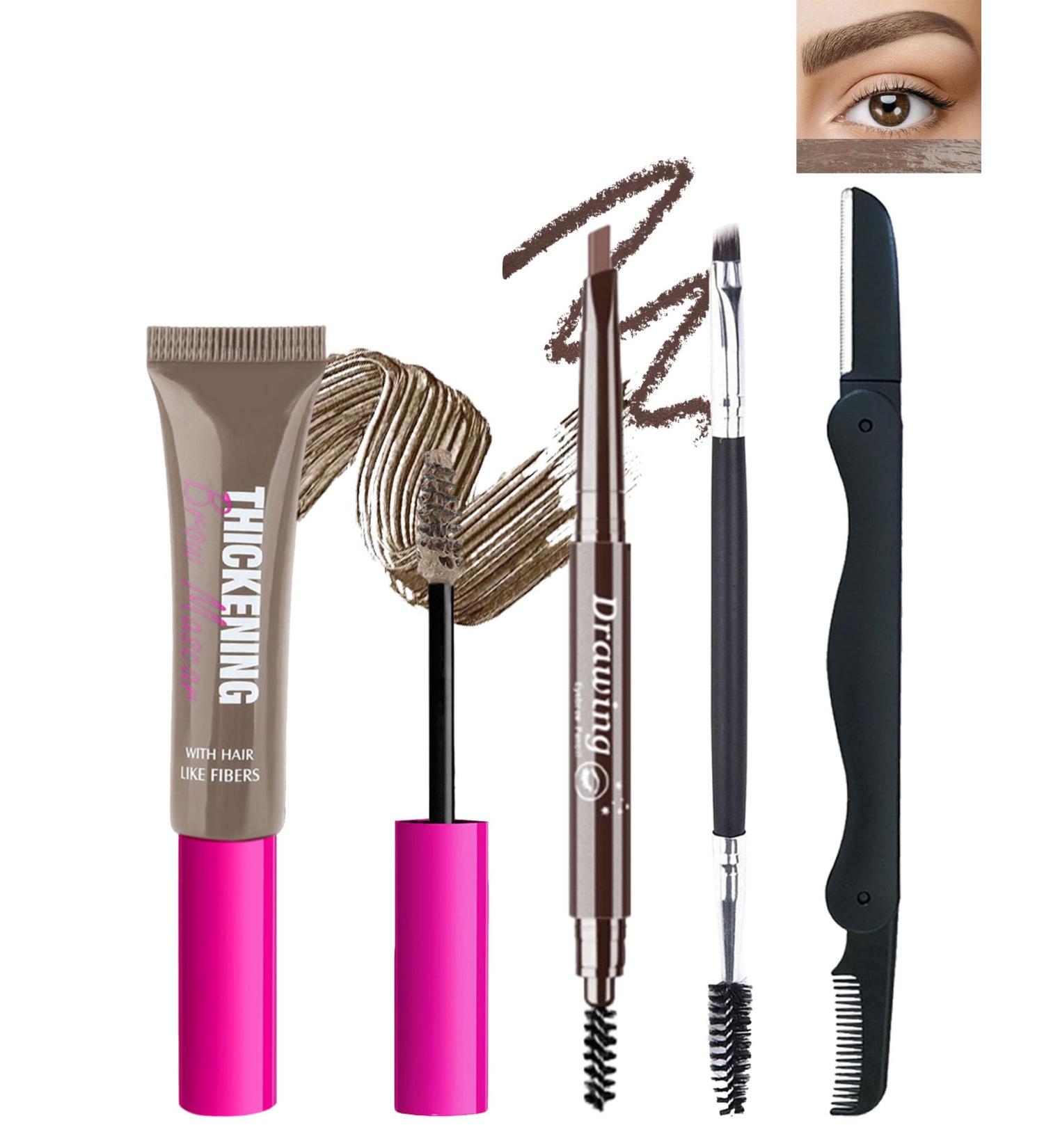 Waterproof Tinted Brow Gel Kit - Taupe & Dark Brown Eyebrow Mascara Pencil Razor & Brush Set for Perfect Eyebrows | International Shipping Available - Buy Online on GoSupps.com