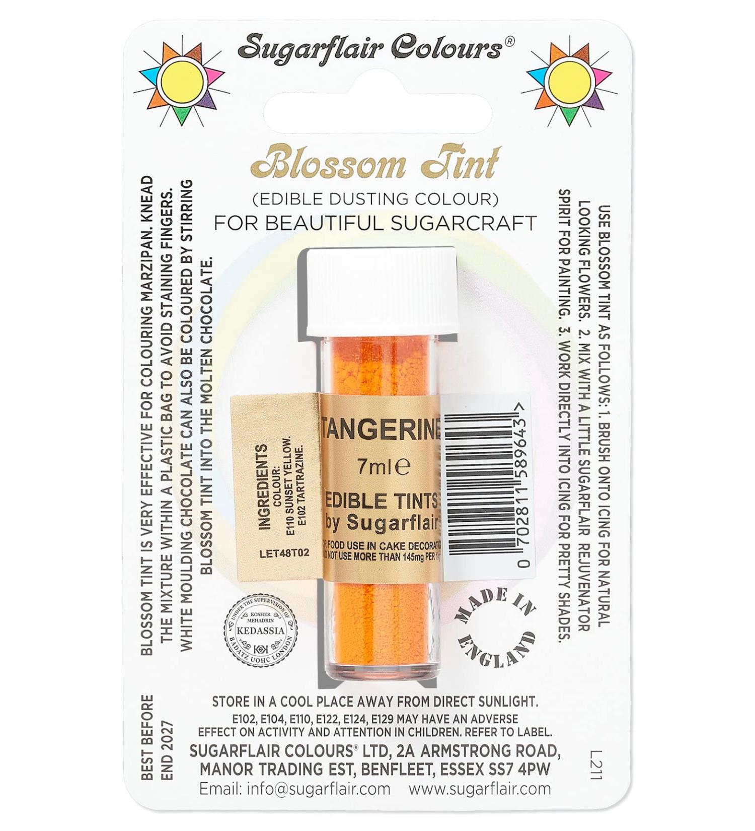 Sugarflair Tangerine Blossom Tint Food Colouring and Dusting Powder Matt Finish Brush On or Mix with Rejuvenator Spirit to Create a One of A Kind Cake - 7ml