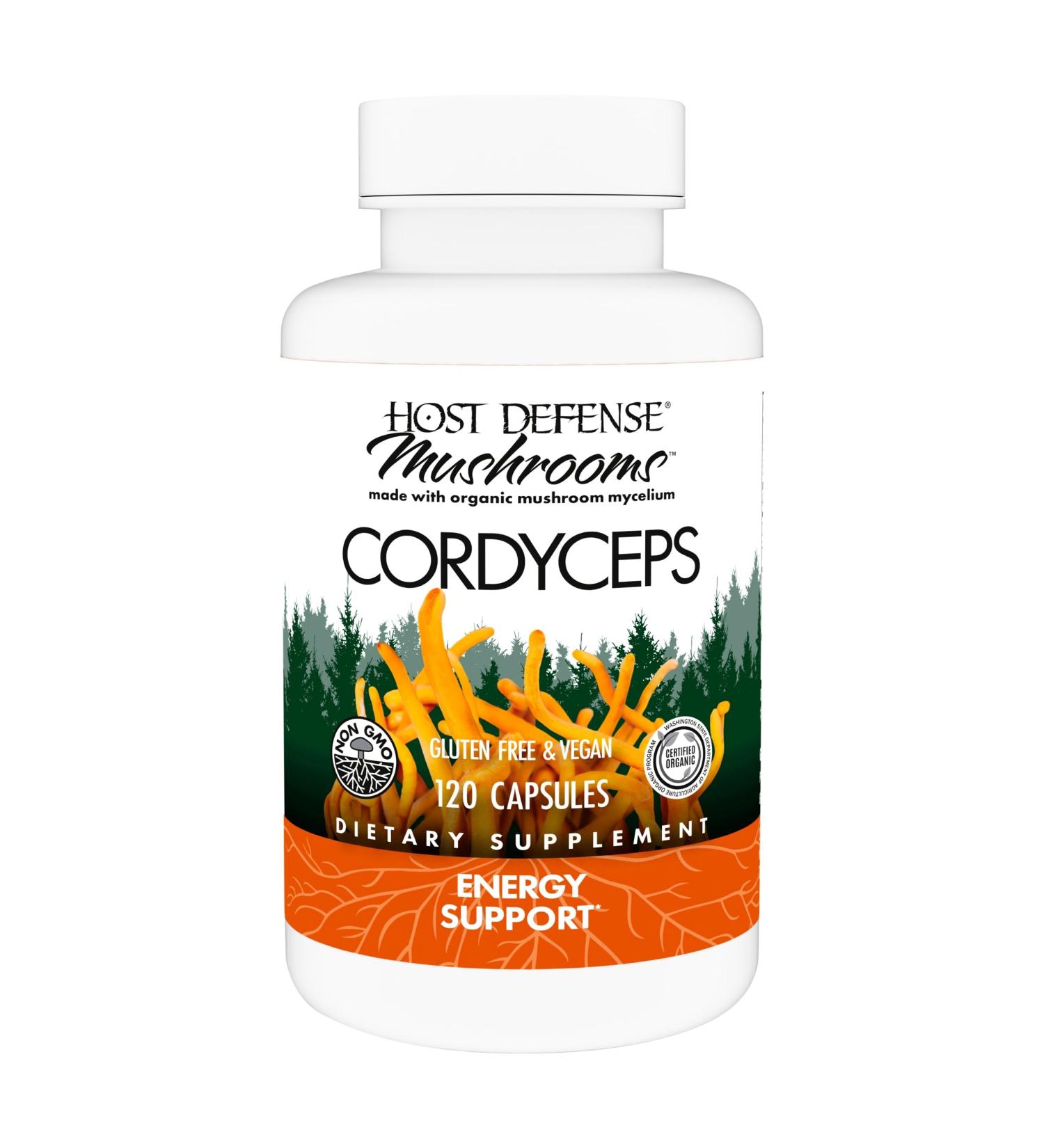 Host Defense Cordyceps Capsules - Immune & Energy Support Supplement - Kidney Health Supplement with Cordyceps - Fitness Support Supplement to Aid Oxygen Uptake - 120 Capsules (60 Servings)* 120 Count (Pack of 1) - Buy Online on GoSupps.com