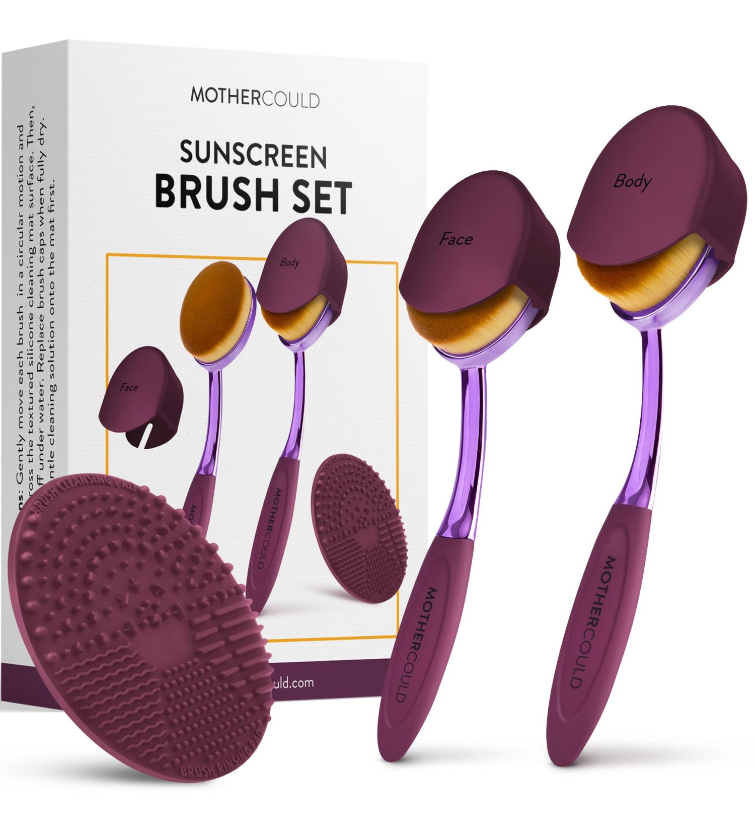 Sunscreen Brush Set - Child-Safe Sunblock Applicator for Kids & Adults | Portable 2 Pack with Caps & Cleaning Mat - Perfect for Families - Buy Online on GoSupps.com