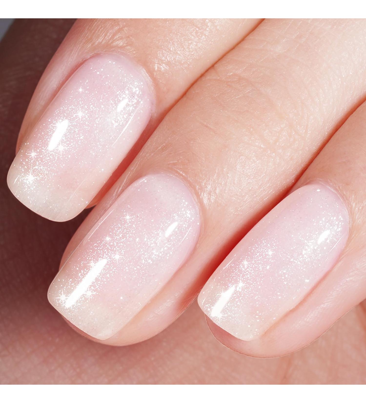 AILLSA White Glitter Gel Nail Polish - Shimmer Silver Nude Color Translucent Jelly for Nail Salon & Home | 0.51 Fl Oz - Milky Sparkle Soak Off UV Gel - Buy Online on GoSupps.com