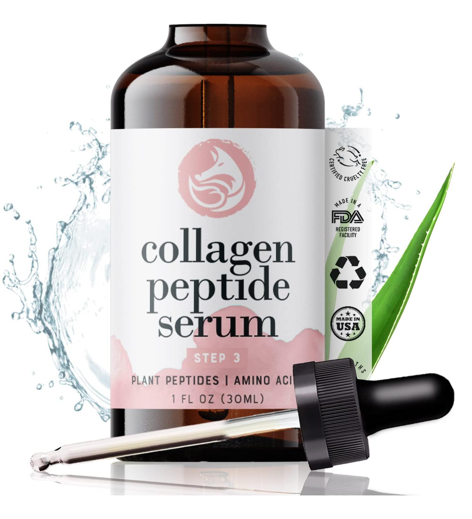 Foxbrim Naturals Peptide Collagen Serum for Face - Anti-Aging Treatment for All Skin Types | Tighten, Brighten, Lift, Hydrate & Plump | Reduce Fine Lines & Wrinkles | 1 Fl Oz - Buy Online on GoSupps.com