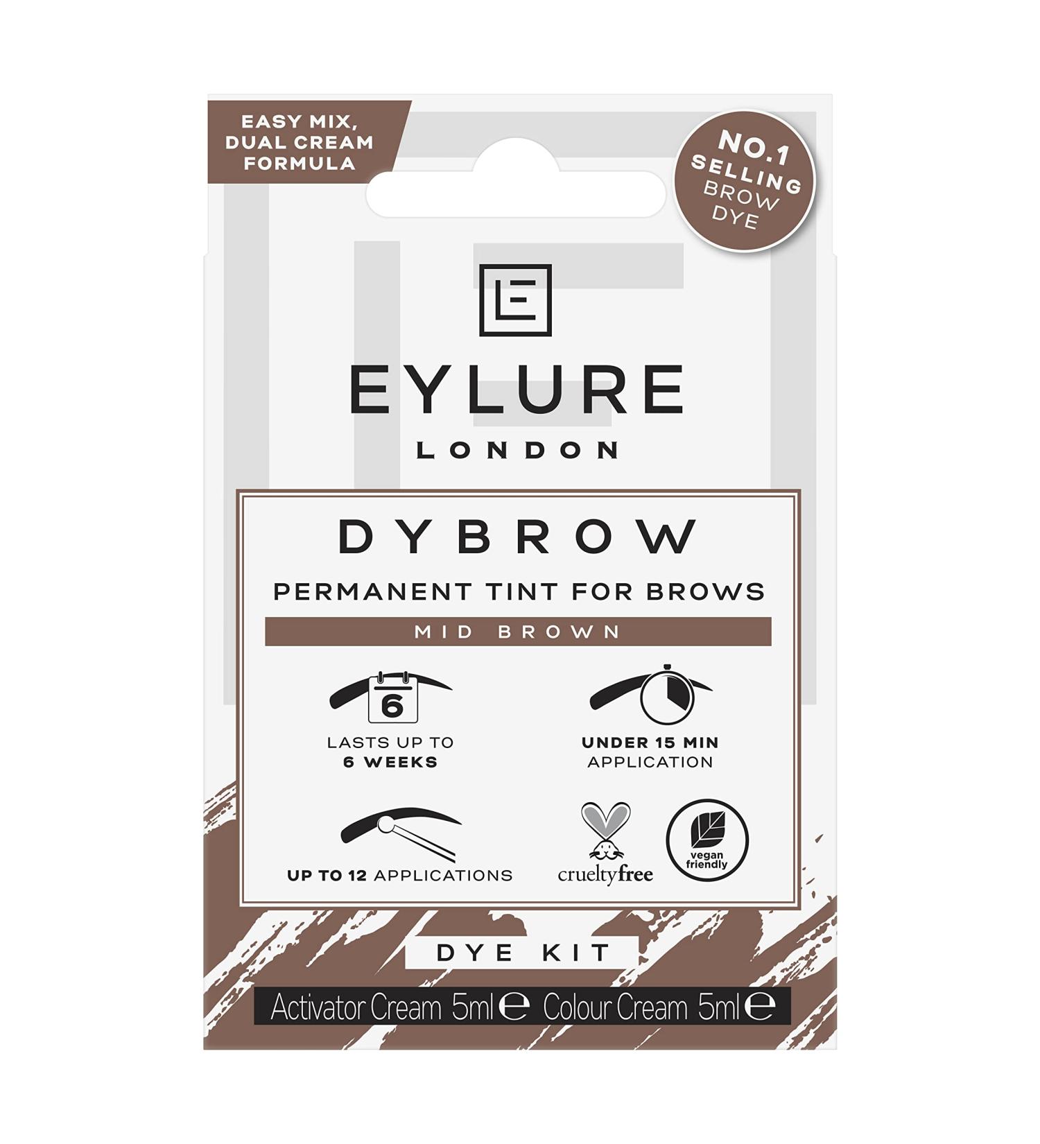 Eylure Dybrow Dye Kit - Mid Brown | Professional Brow Tinting at Home - Buy Online on GoSupps.com