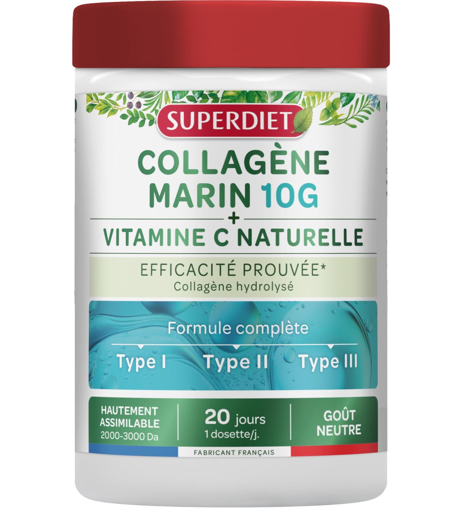 SUPERDIET - COLLAG NE MARIN + VITAMINE C NATURELLE - Sans ar me - Peau articulations muscles - Fabrication fran aise - Poudre 210g - Buy Online on GoSupps.com