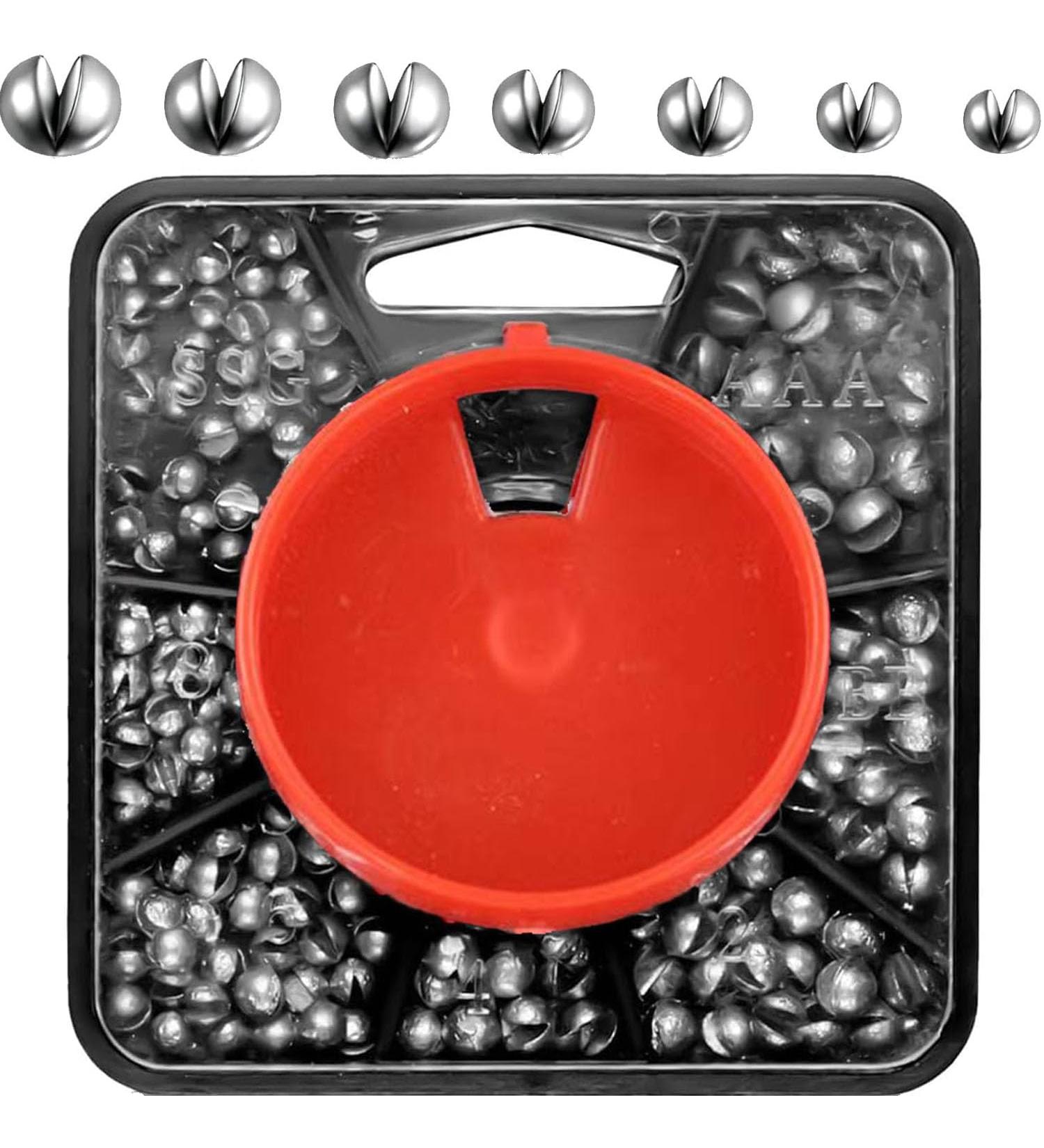Premium Fishing Lye Set - 160 Lead Grain Weights with Storage Box | 7 Sizes for Versatile Angling | Removable Lead Shot for Optimal Performance - Buy Online on GoSupps.com