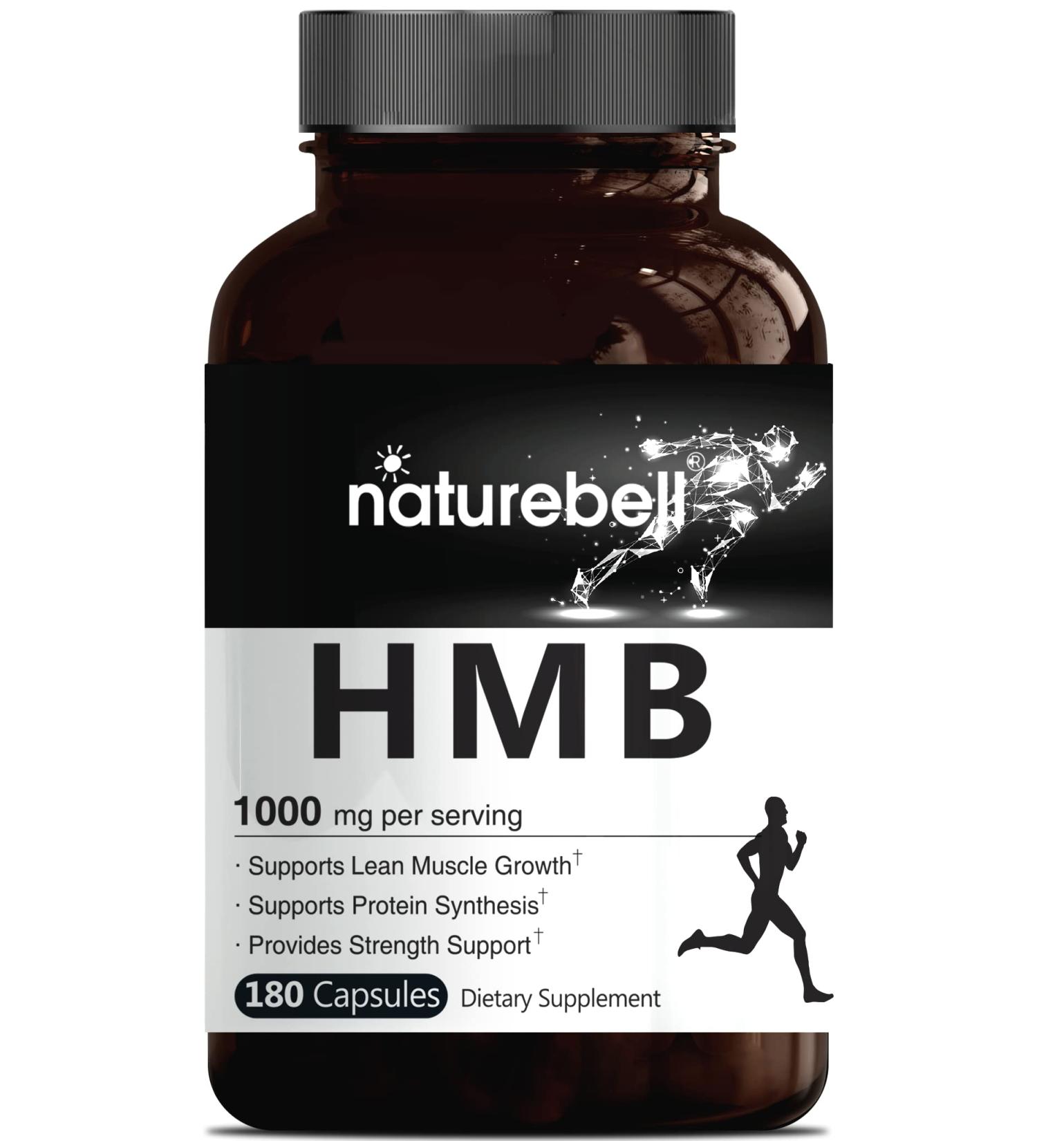 NatureBell HMB Capsules 1000mg - 180 Count | Supports Lean Muscle Mass | Premium Non-GMO HMB Supplements - Buy Online on GoSupps.com