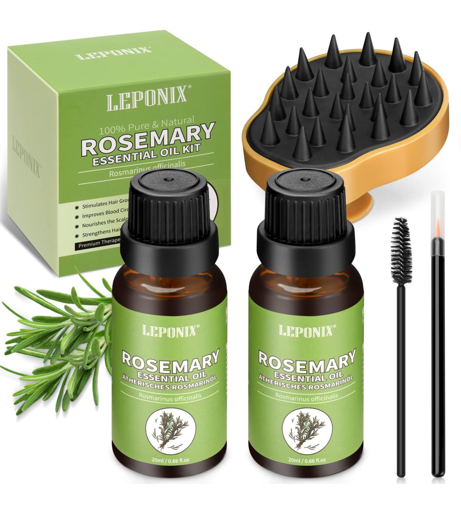 Pure Rosemary Oil for Hair Growth - 2 Pack with Scalp Massage Brush | Enhance Hair Health for Men & Women - Buy Online on GoSupps.com