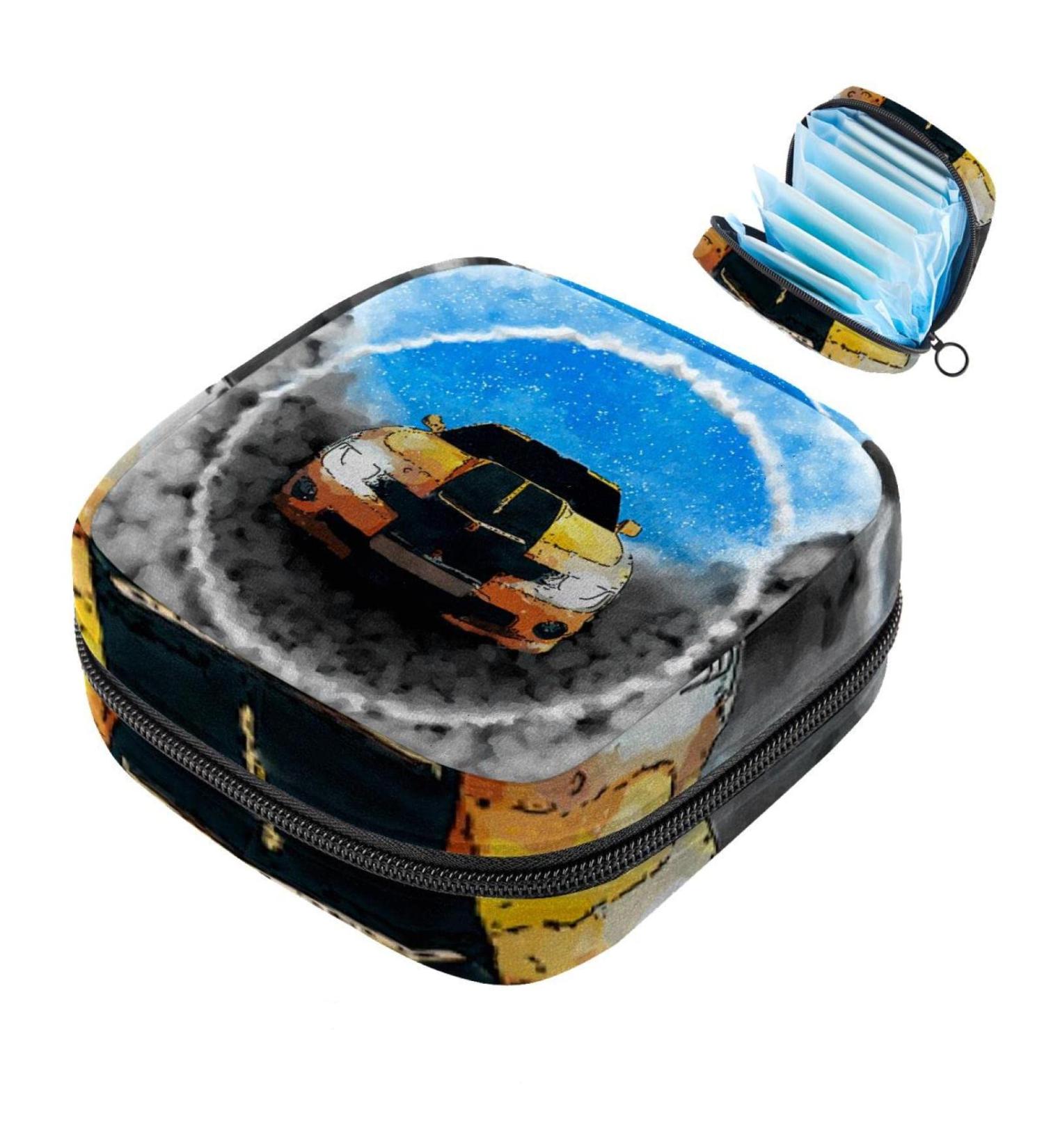 Cartoon Car Lady Napkin Storage Bag | Portable Period & Menstrual Cup Holder for Women & Teens - Buy Online on GoSupps.com