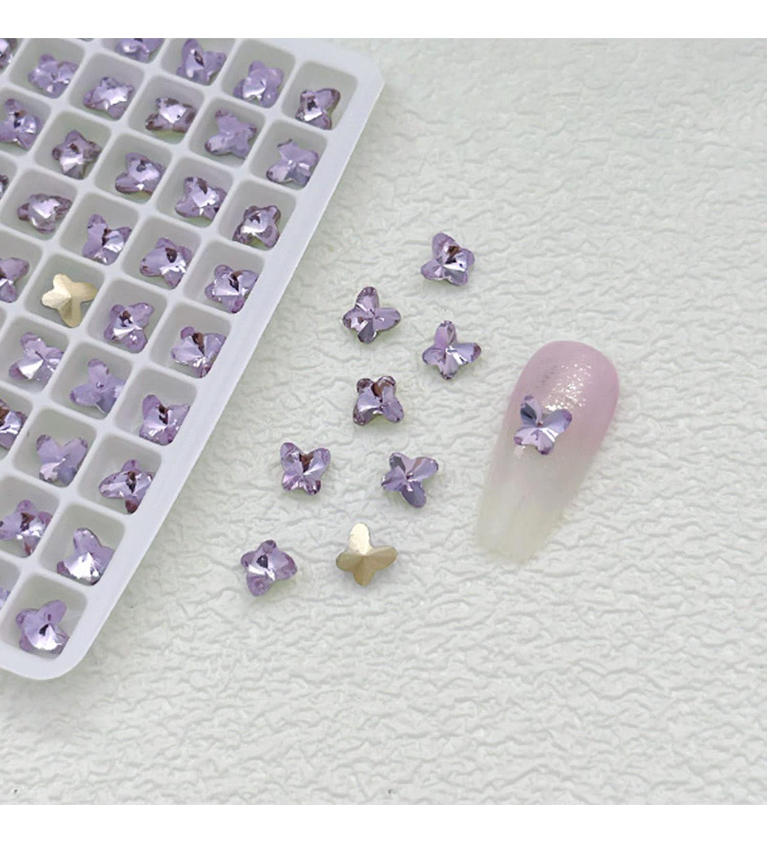 FEIlei 10 Pcs Heart Nail Charms Pointed Back Nail Art Charms Butterfly Nail Rhinestones - Buy Online on GoSupps.com