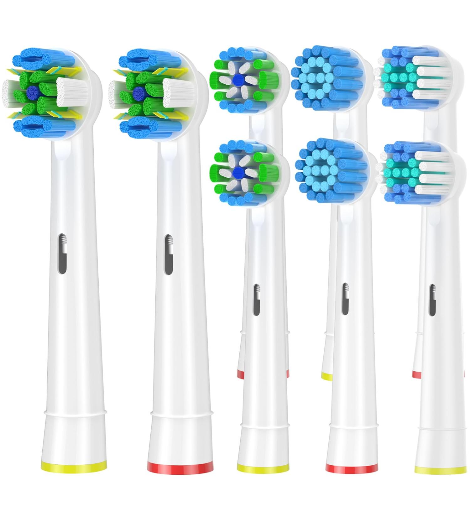 Qtitu 8-Piece Compatible Oral-B Electric Toothbrush Attachments - Flow Sensitive Precision | Efficient White Brush Heads - Buy Online on GoSupps.com