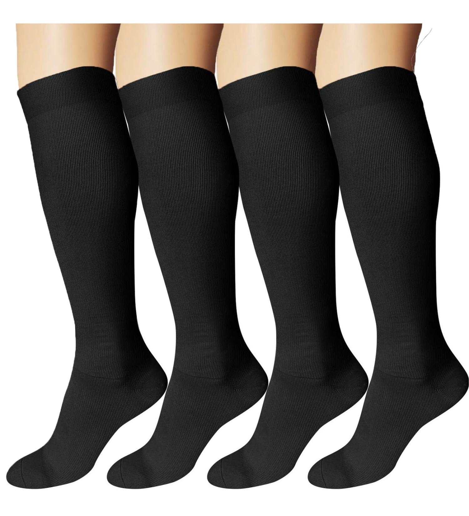 Ddobb Compression Stockings for Women & Men - 4 Pairs Support Socks for Travel Sports Running & Cycling - 4XL Black - Buy Online on GoSupps.com