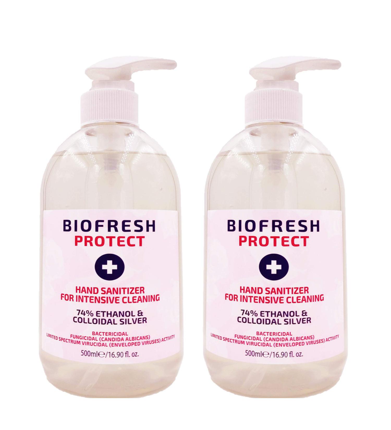 Bio 500ml Hand San t ser Cleansing Gel 74% Alc EN14476 Certified - Kills 99% Germs Instantly Pump Hand Wash Gel - UK Stock (2x 500ml) BF-sanit500-2x