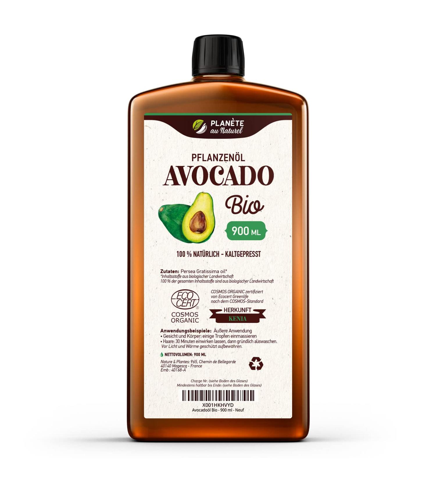 Avocado Oil Organic 900 ml - 100% Organic Pure Natural & Cold Pressed 900.00 ml (Pack of 1)