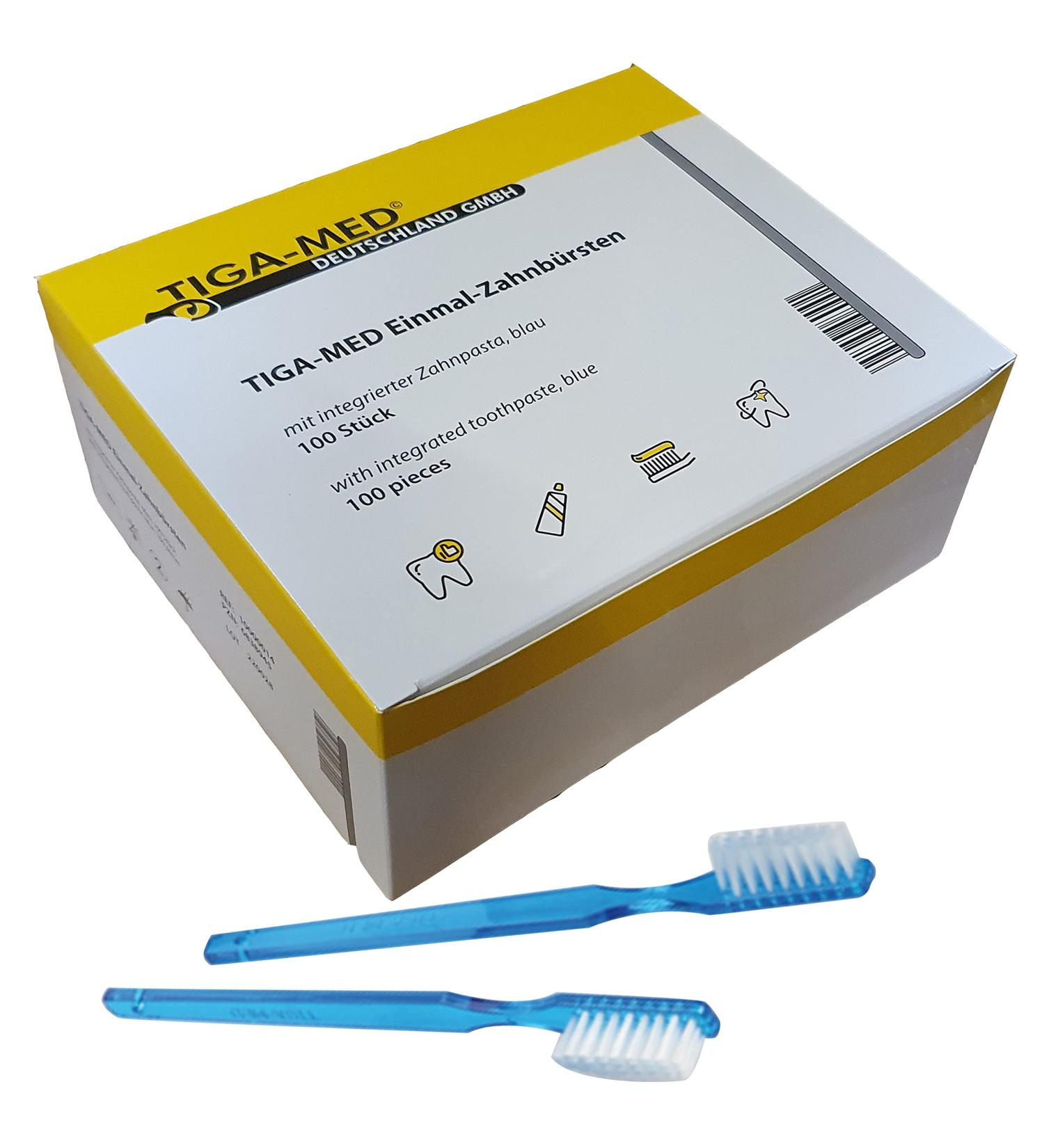Disposable Toothbrushes with Toothpaste | Tiga-Med Quality 100 Pack - Ideal for Travel & Hygiene - Buy Online on GoSupps.com