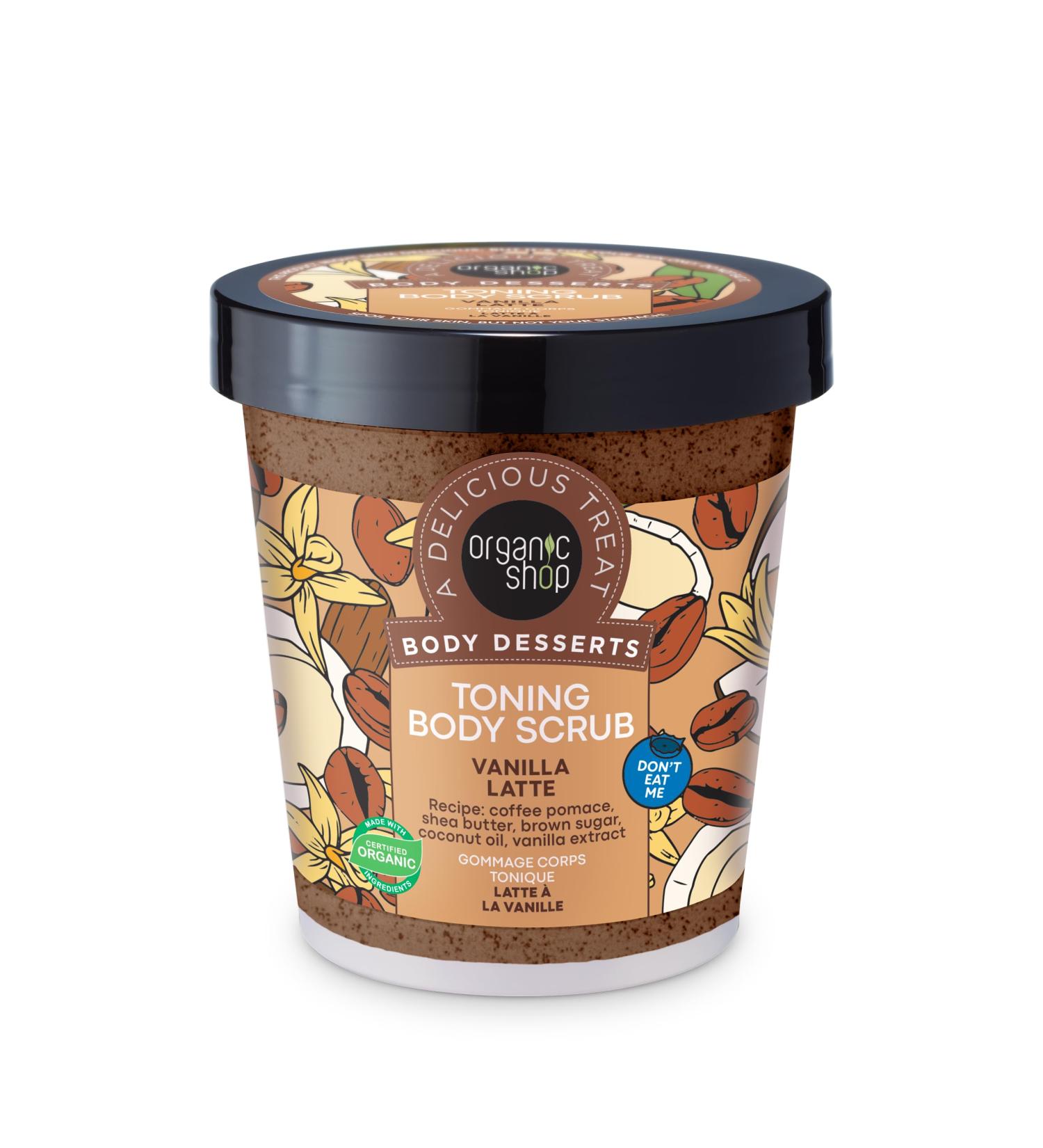 Organic Shop Vanilla Latte Toning Body Scrub 450ml | Body Desserts Collection - Buy Online on GoSupps.com