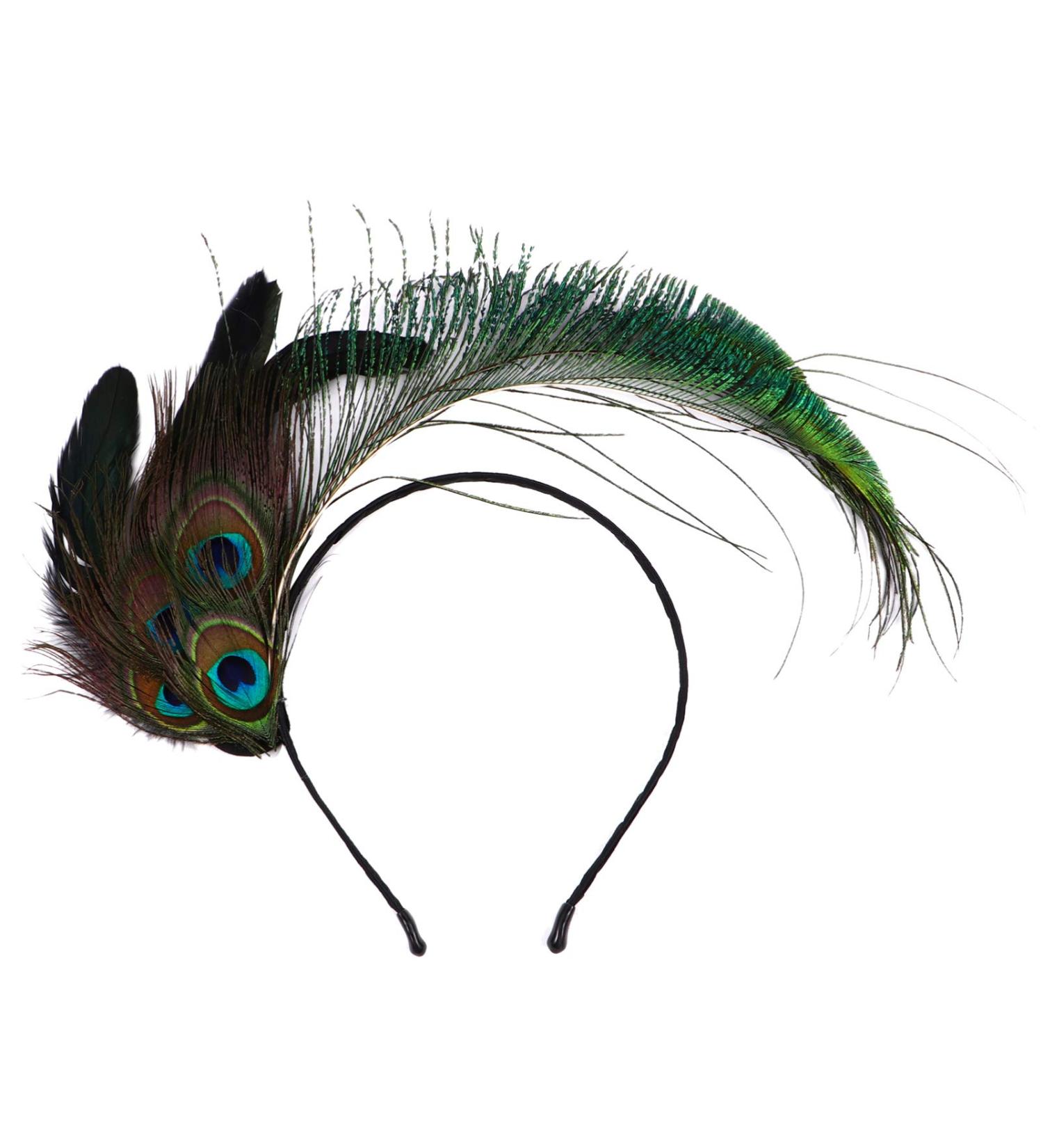 Feather Headband Carnival Peacock Feather Headdress Flapper Hair Hoop Headpiece for Dance Carnival Masquerade Fringe Show Party - Buy Online on GoSupps.com