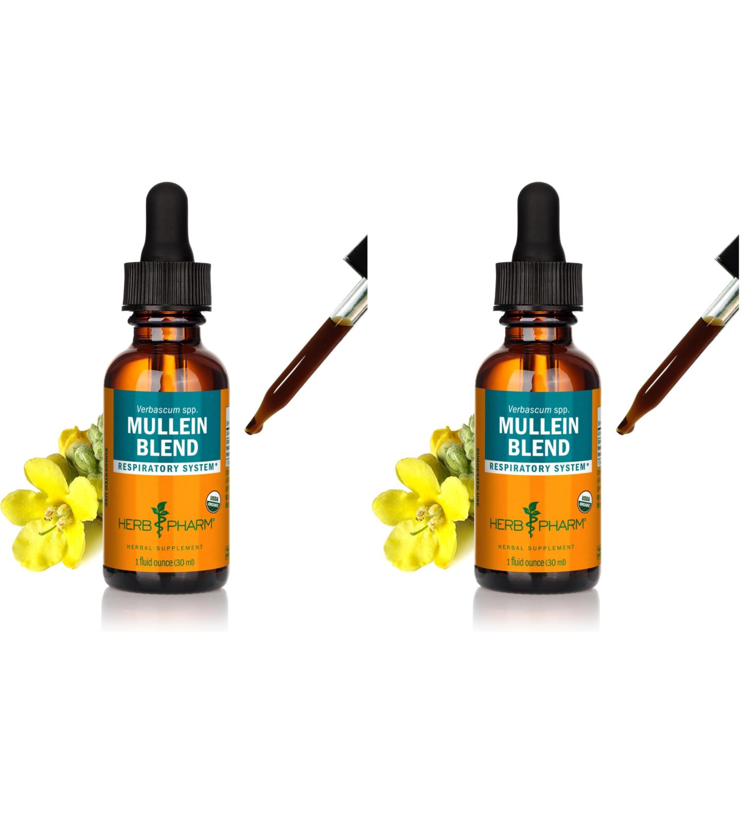 Herb Pharm Certified Organic Mullein Blend Liquid Extract for Respiratory System Support - 1 Ounce (Pack of 2) - Buy Online on GoSupps.com