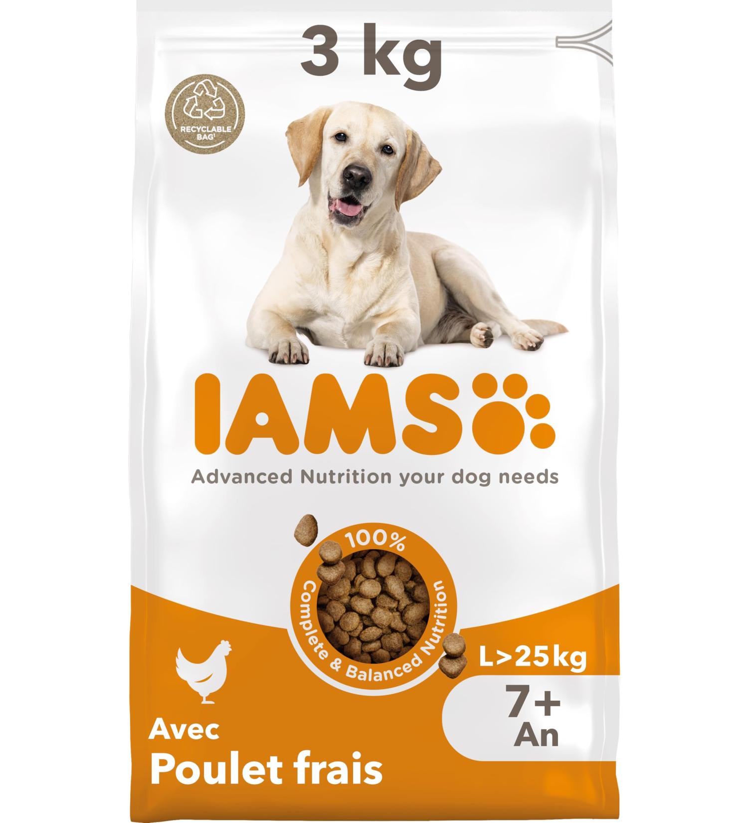 IAMS Dry Dog Food for Large Breeds with Fresh Chicken 7+ Years 3kg - Buy Online on GoSupps.com