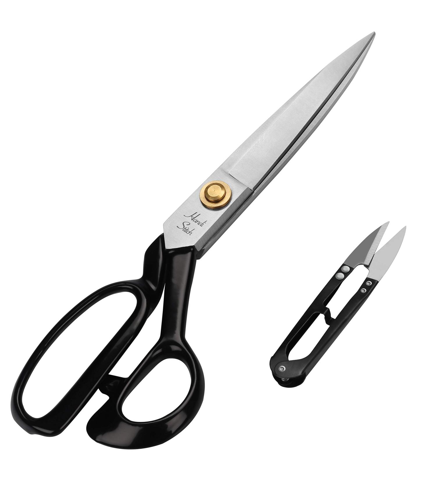 Handi Stitch 8 Inch Fabric Tailor Scissors & Thread Snipper - Razor Sharp Stainless Steel for Sewing, Dressmaking, & Knitting - Durable Black Shears for Denim, Leather & More - Buy Online on GoSupps.com