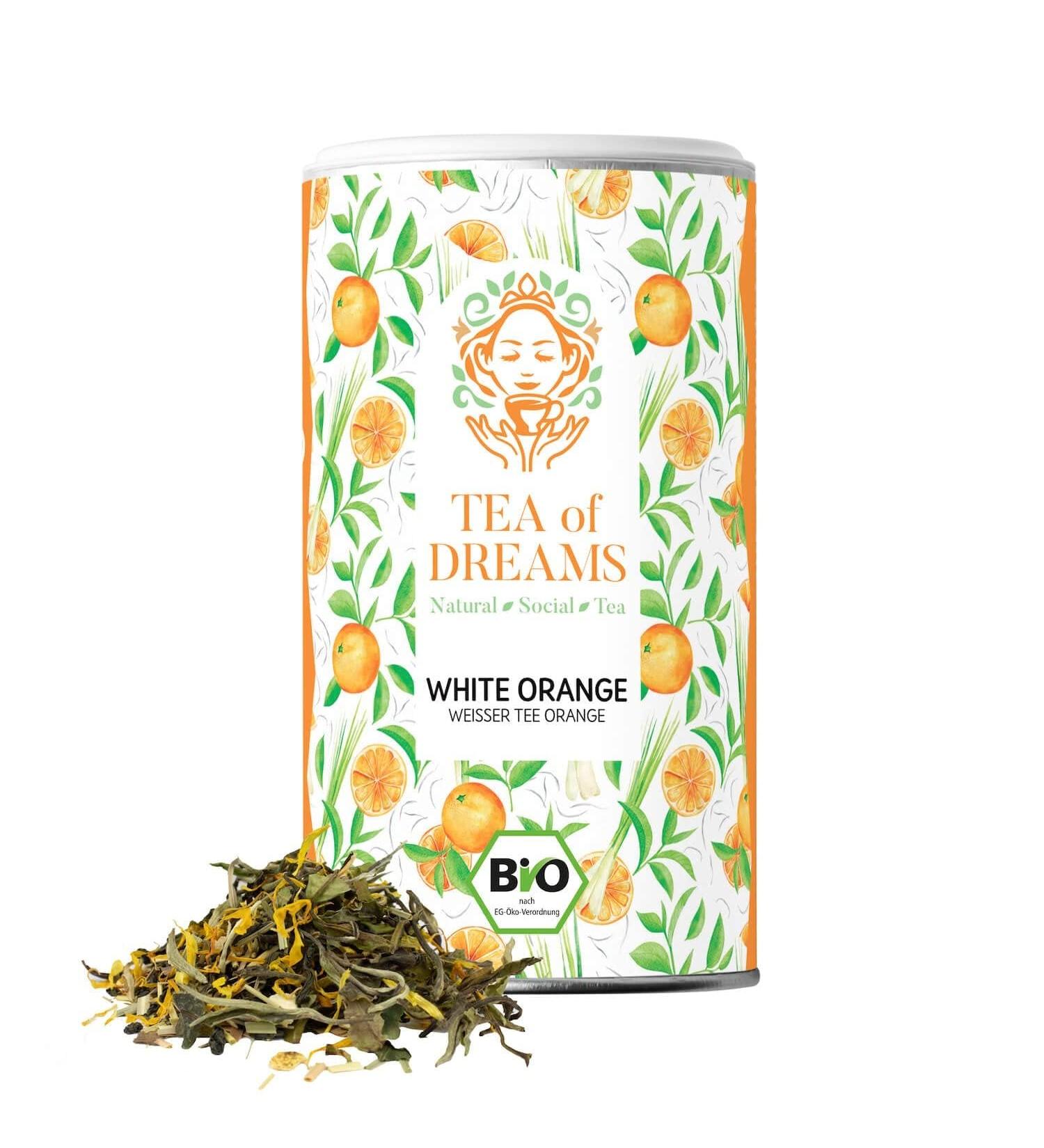  Tea of Dreams Organic White Tea with Orange "White Orange" | Loose Tea | 40g - Buy Online on GoSupps.com