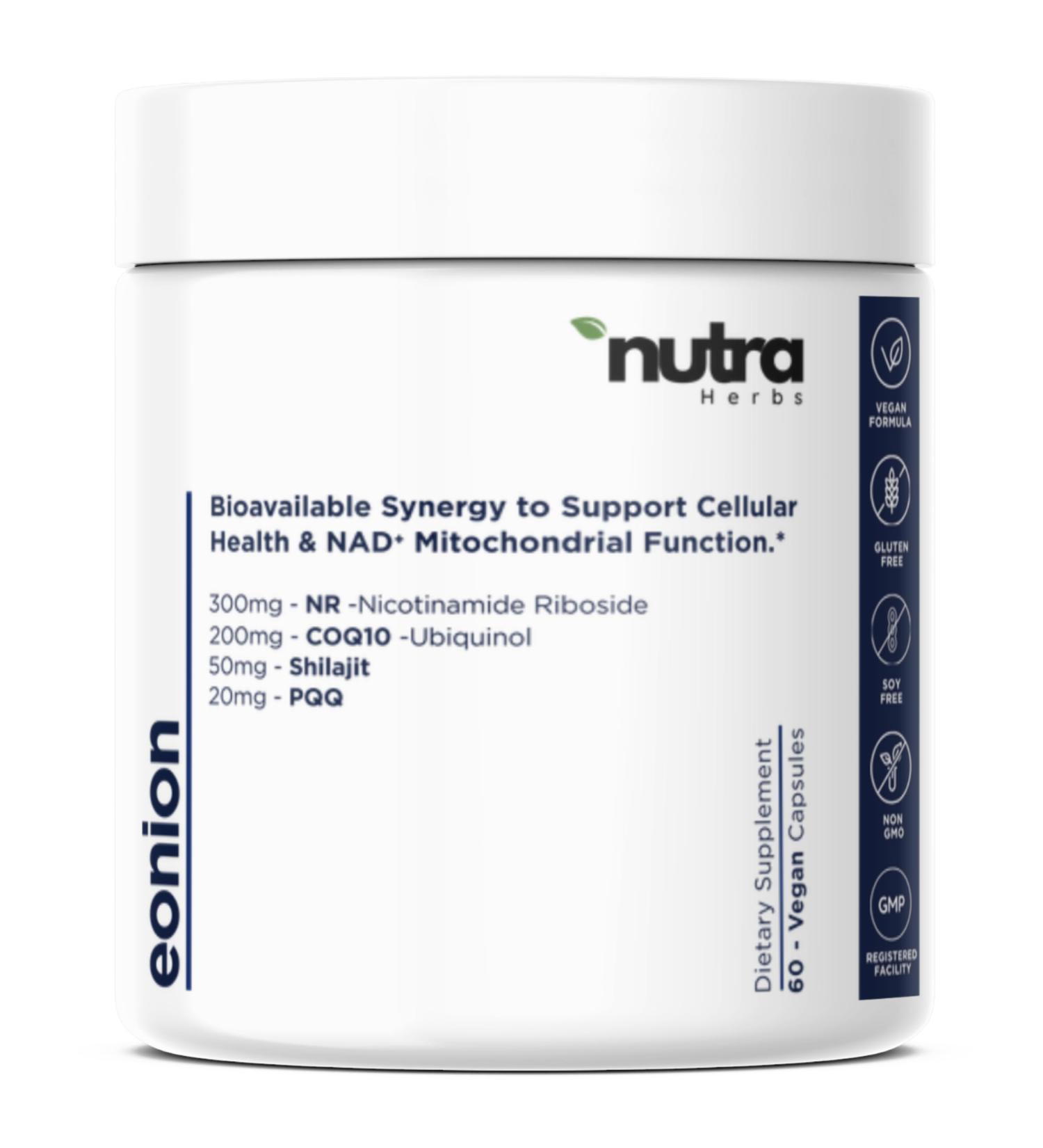 NutraHerbs - Advanced NAD+ Complex with 300mg NR + 200 mg Ubiquinol CoQ10 & 10 mg PQQ | Mitochondrial Support for Cellular Energy Mental Clarity & Focus | Enhanced Bioavailability | 60 Capsules - Buy Online on GoSupps.com