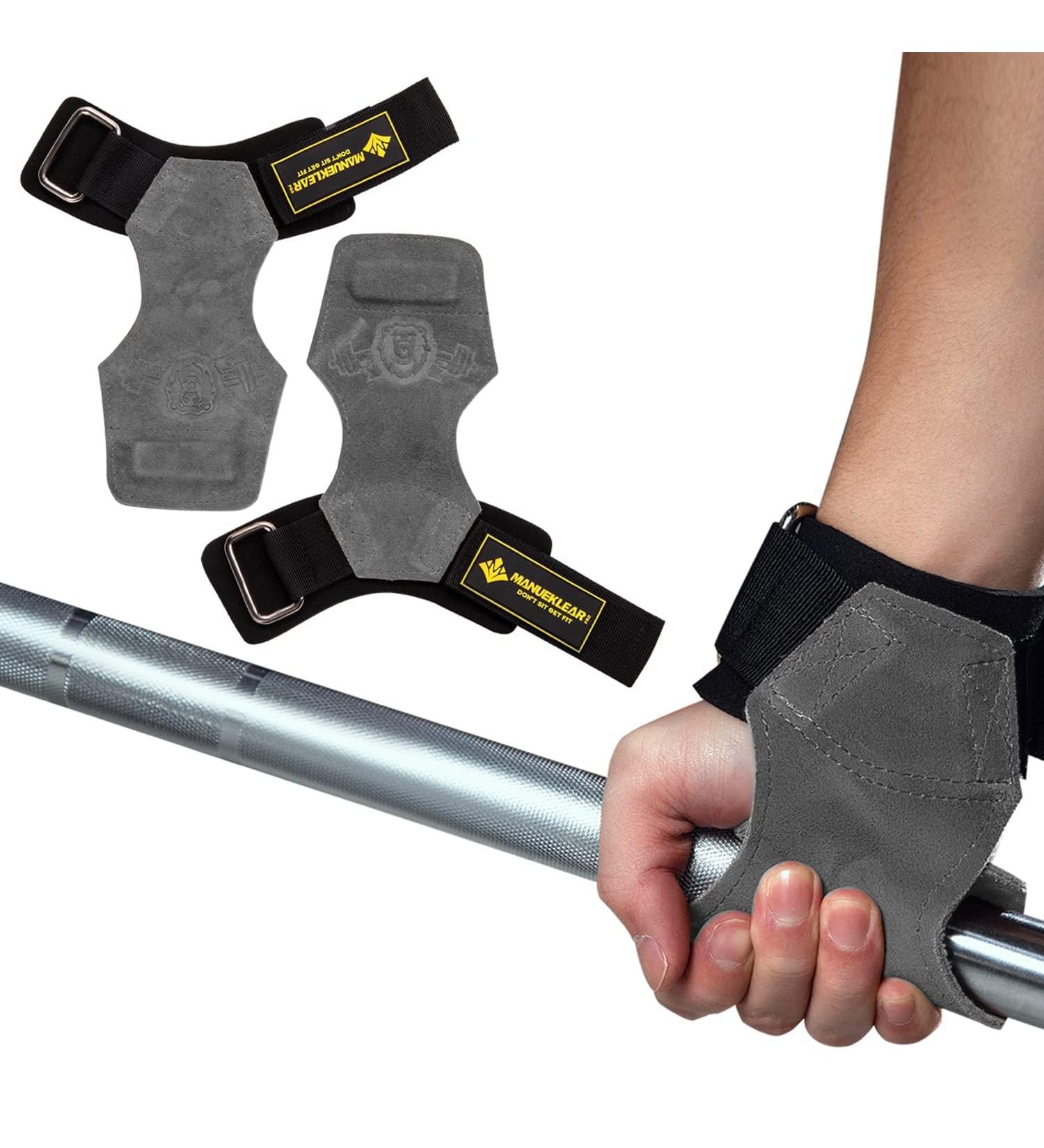 Manueklear Weight Lifting Bands with Padded Wrist Loop | Leather Straps for Powerlifting & Strength Training | Professional Weightlifting Gear for Women (Gray) - Buy Online on GoSupps.com