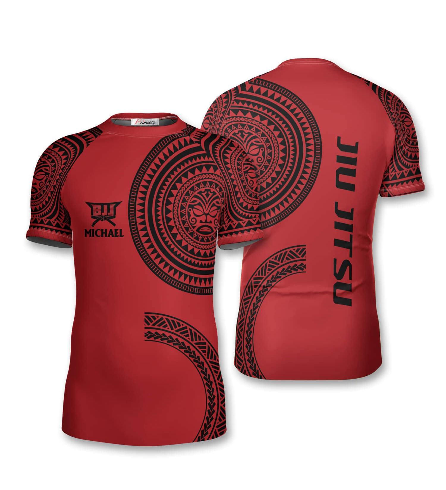 PRIMESTY BJJ Jiu Jitsu Rash Guard - Custom Compression Shirt for No-Gi & MMA | XS-3XL | Invincible Tribal Design - Buy Online on GoSupps.com